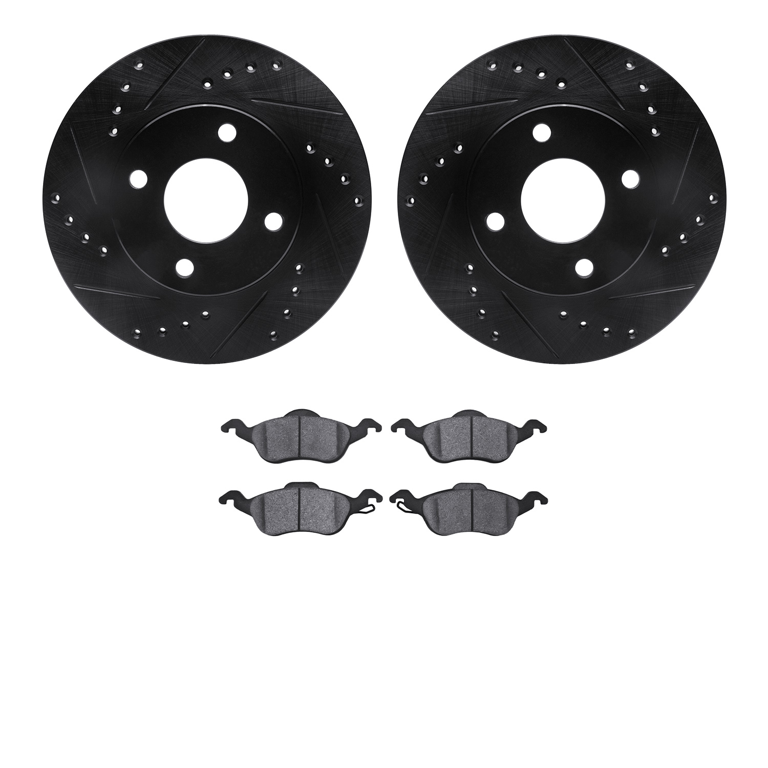 8302-54138 Drilled/Slotted Brake Rotors with 3000-Series Ceramic Brake Pads Kit [Black], 2000-2004 Ford/Lincoln/Mercury/Mazda, P