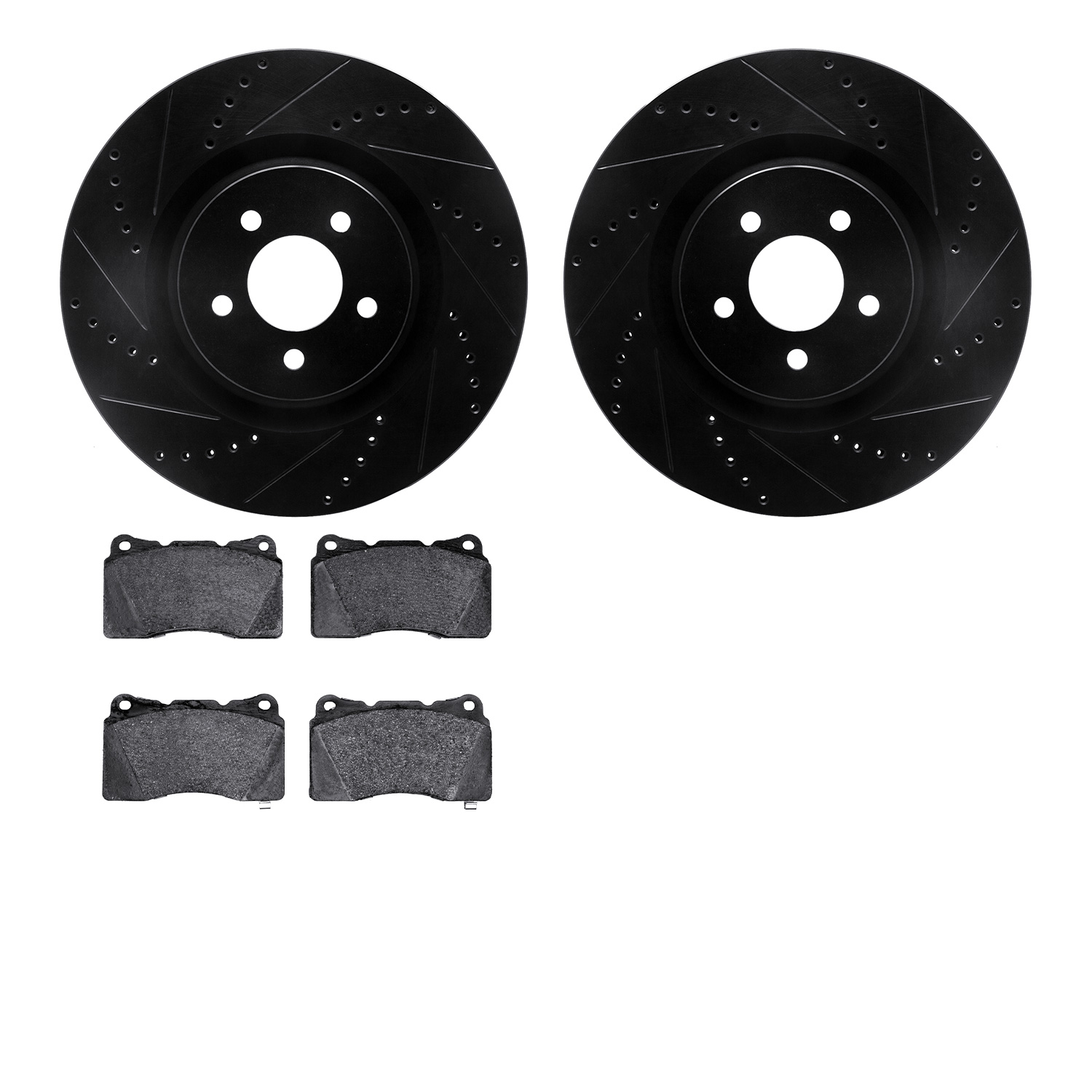 8302-54154 Drilled/Slotted Brake Rotors with 3000-Series Ceramic Brake Pads Kit [Black], 2007-2014 Ford/Lincoln/Mercury/Mazda, P