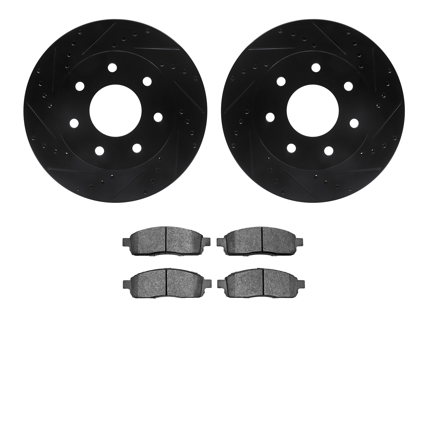 8302-54158 Drilled/Slotted Brake Rotors with 3000-Series Ceramic Brake Pads Kit [Black], 2004-2008 Ford/Lincoln/Mercury/Mazda, P