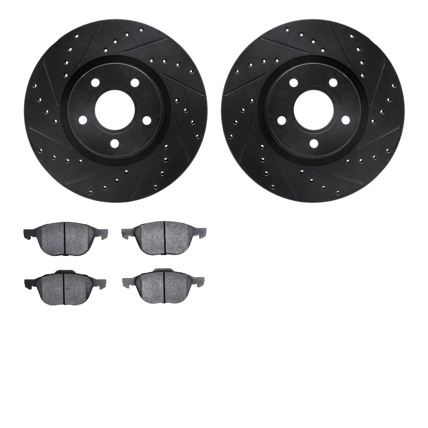 8302-54167 Drilled/Slotted Brake Rotors with 3000-Series Ceramic Brake Pads Kit [Black], 2004-2019 Multiple Makes/Models, Positi