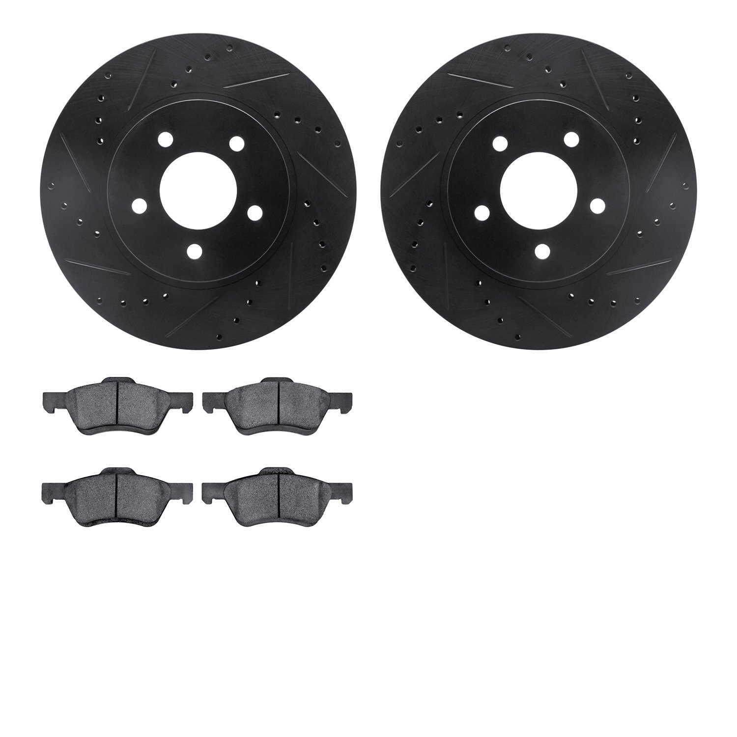 8302-54173 Drilled/Slotted Brake Rotors with 3000-Series Ceramic Brake Pads Kit [Black], 2009-2012 Ford/Lincoln/Mercury/Mazda, P