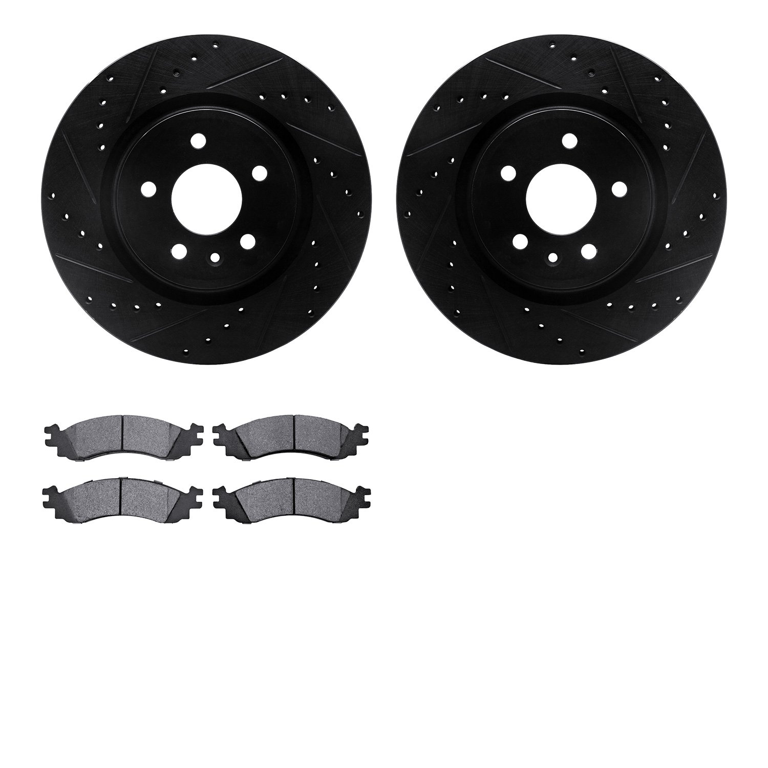 8302-54182 Drilled/Slotted Brake Rotors with 3000-Series Ceramic Brake Pads Kit [Black], 2010-2010 Ford/Lincoln/Mercury/Mazda, P