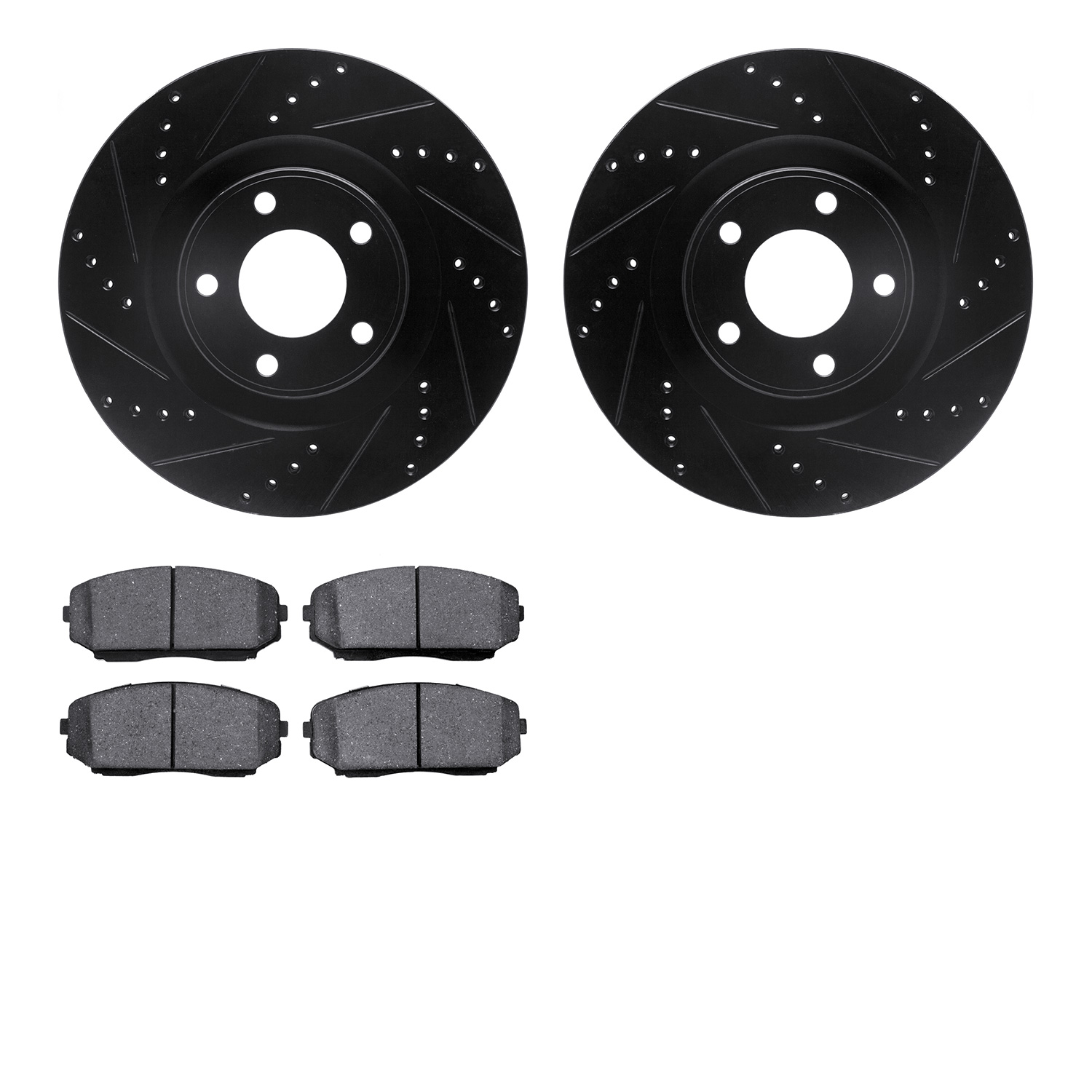 8302-54188 Drilled/Slotted Brake Rotors with 3000-Series Ceramic Brake Pads Kit [Black], 2007-2015 Ford/Lincoln/Mercury/Mazda, P