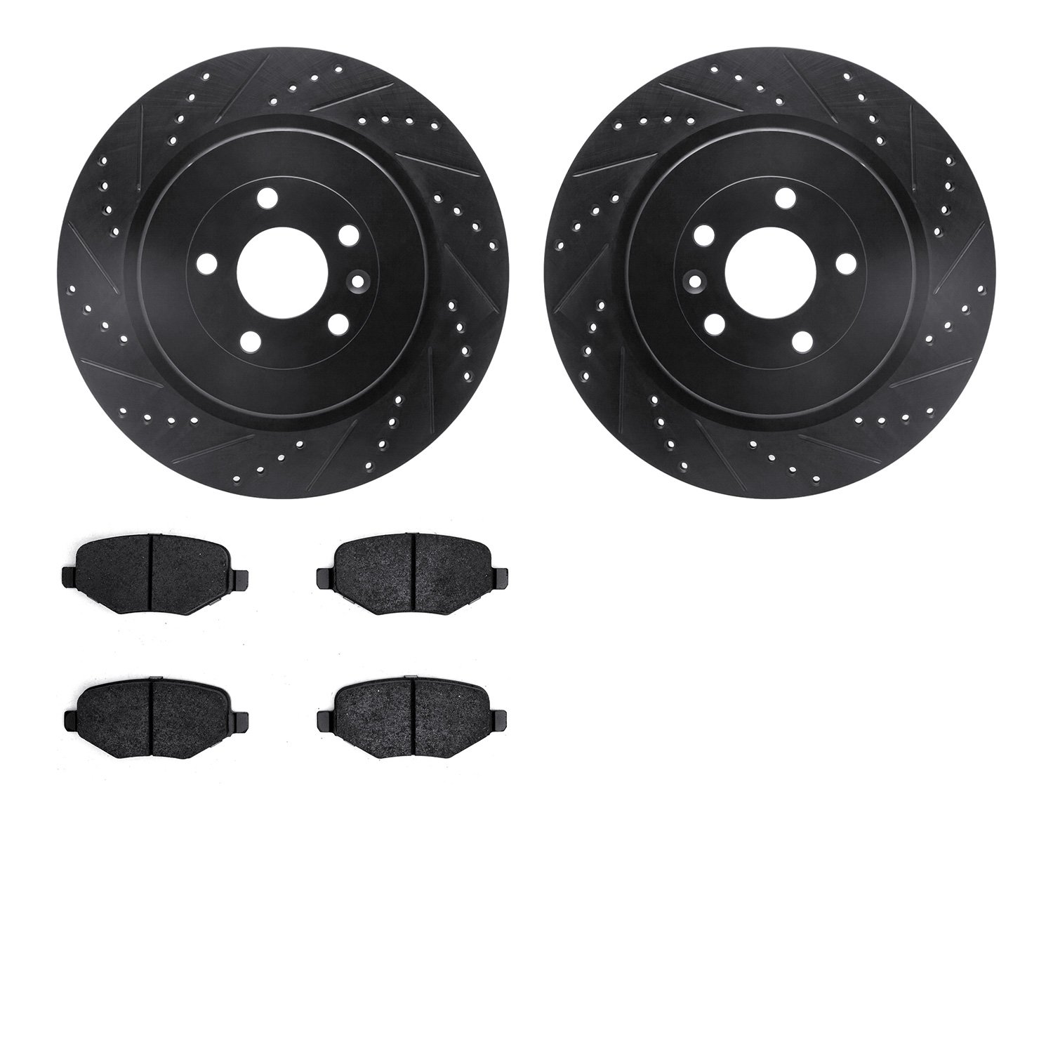 8302-54194 Drilled/Slotted Brake Rotors with 3000-Series Ceramic Brake Pads Kit [Black], 2013-2019 Ford/Lincoln/Mercury/Mazda, P