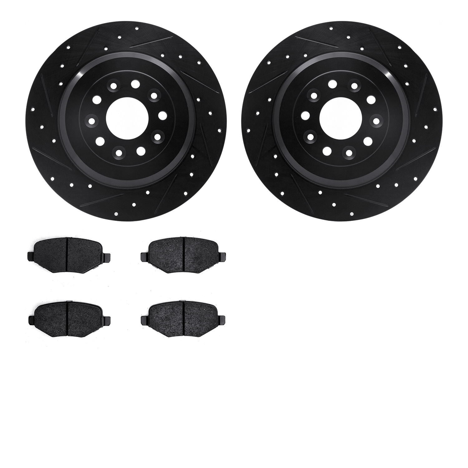 8302-54195 Drilled/Slotted Brake Rotors with 3000-Series Ceramic Brake Pads Kit [Black], 2009-2019 Ford/Lincoln/Mercury/Mazda, P