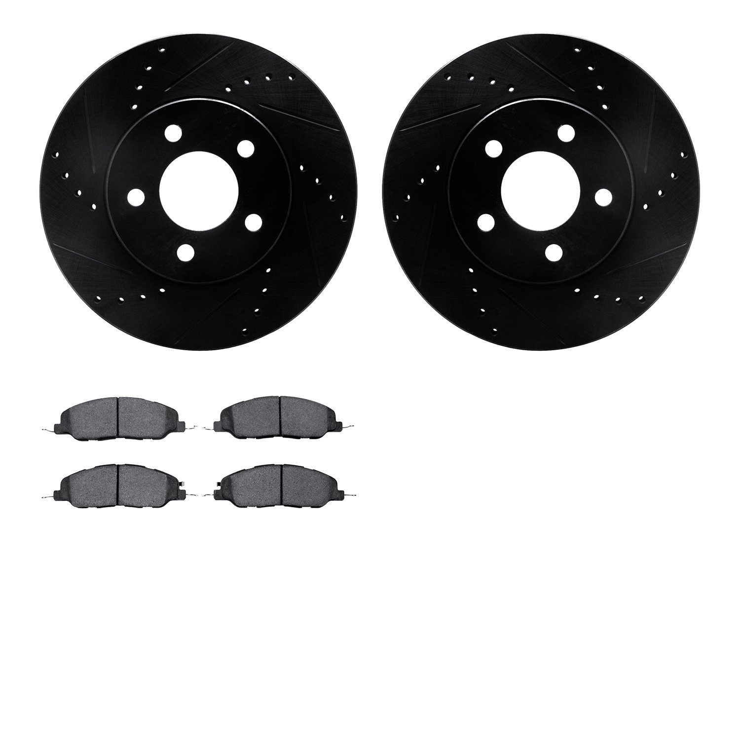 8302-54198 Drilled/Slotted Brake Rotors with 3000-Series Ceramic Brake Pads Kit [Black], 2005-2010 Ford/Lincoln/Mercury/Mazda, P