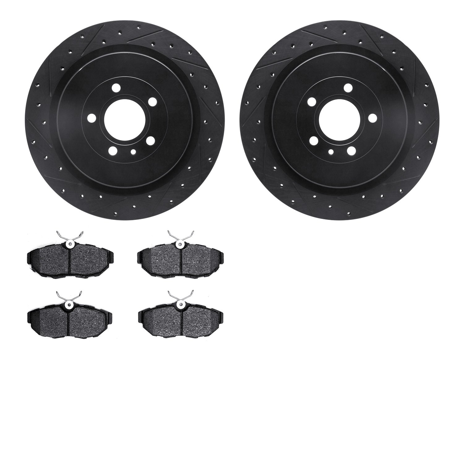 8302-54202 Drilled/Slotted Brake Rotors with 3000-Series Ceramic Brake Pads Kit [Black], 2013-2014 Ford/Lincoln/Mercury/Mazda, P