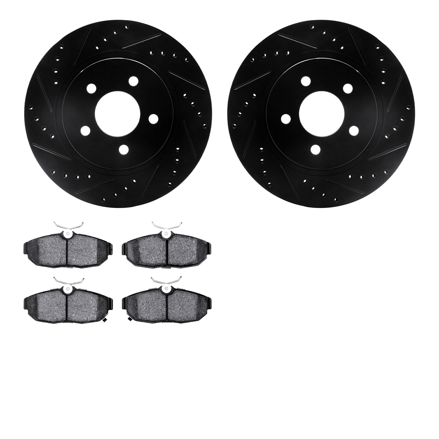8302-54205 Drilled/Slotted Brake Rotors with 3000-Series Ceramic Brake Pads Kit [Black], 2012-2014 Ford/Lincoln/Mercury/Mazda, P