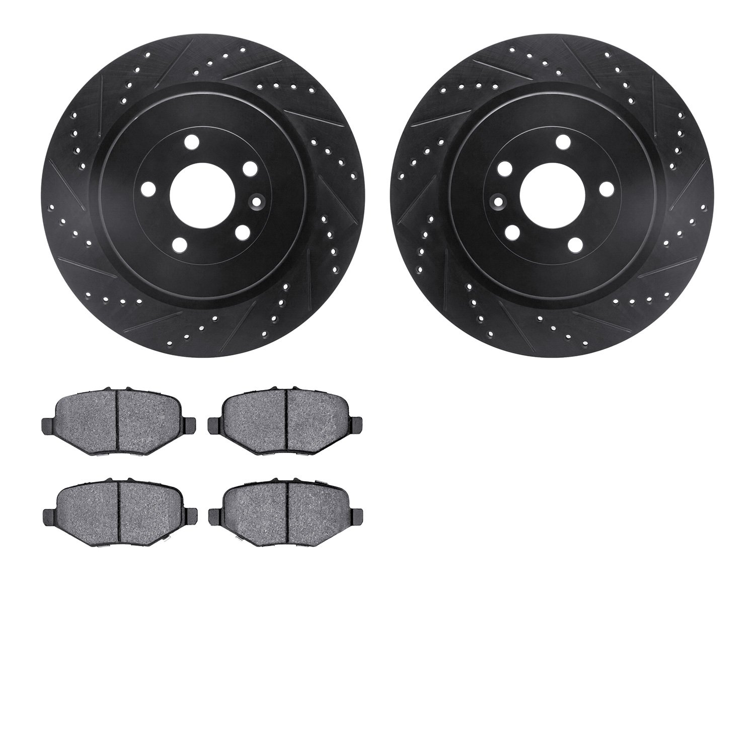 8302-54215 Drilled/Slotted Brake Rotors with 3000-Series Ceramic Brake Pads Kit [Black], 2013-2019 Ford/Lincoln/Mercury/Mazda, P