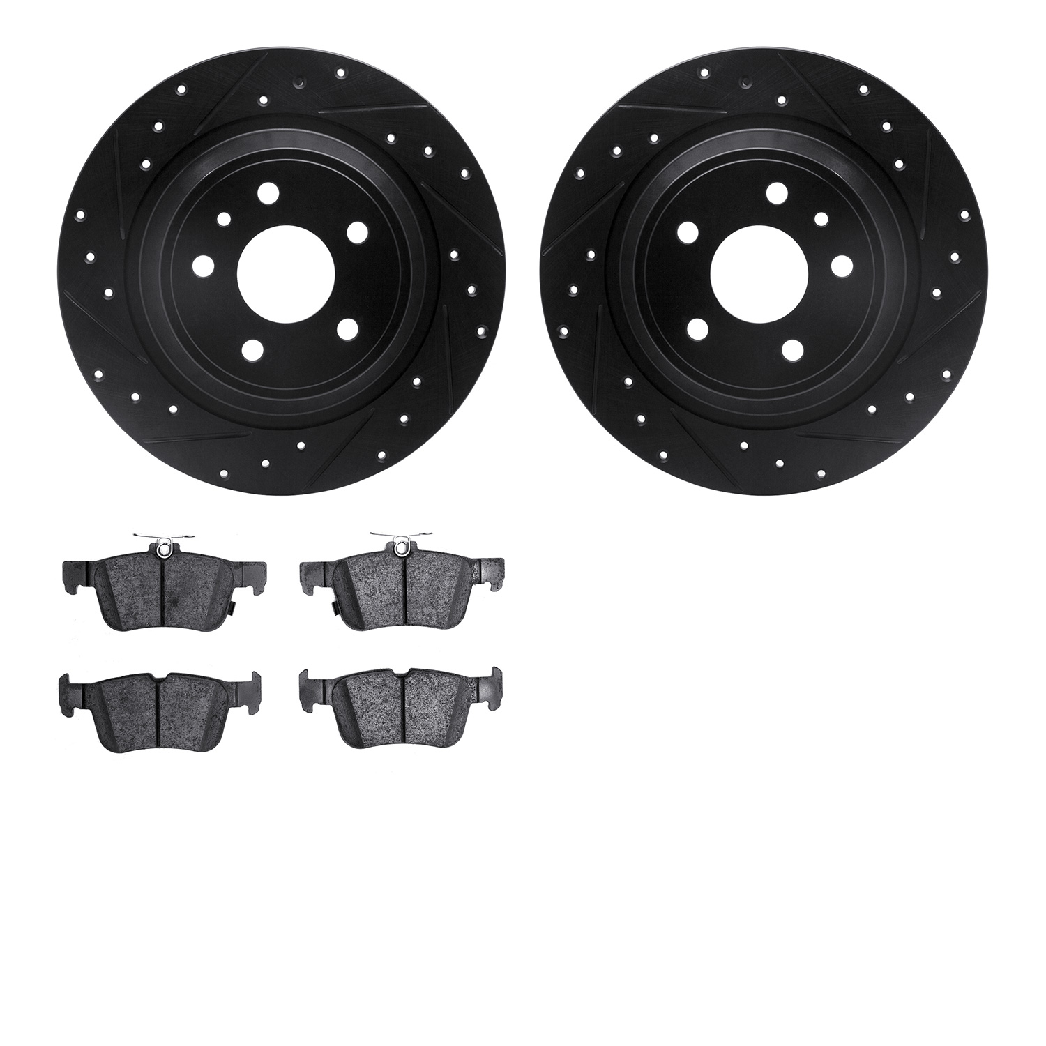 8302-54219 Drilled/Slotted Brake Rotors with 3000-Series Ceramic Brake Pads Kit [Black], 2013-2020 Ford/Lincoln/Mercury/Mazda, P