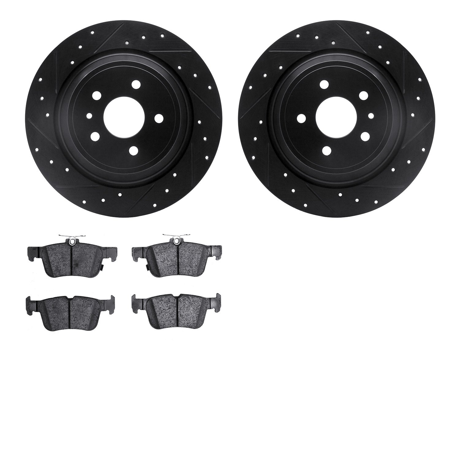 8302-54220 Drilled/Slotted Brake Rotors with 3000-Series Ceramic Brake Pads Kit [Black], 2013-2020 Ford/Lincoln/Mercury/Mazda, P