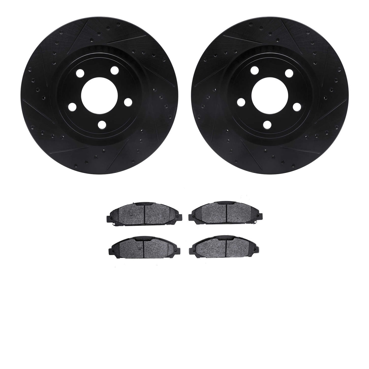 8302-54230 Drilled/Slotted Brake Rotors with 3000-Series Ceramic Brake Pads Kit [Black], 2015-2020 Ford/Lincoln/Mercury/Mazda, P