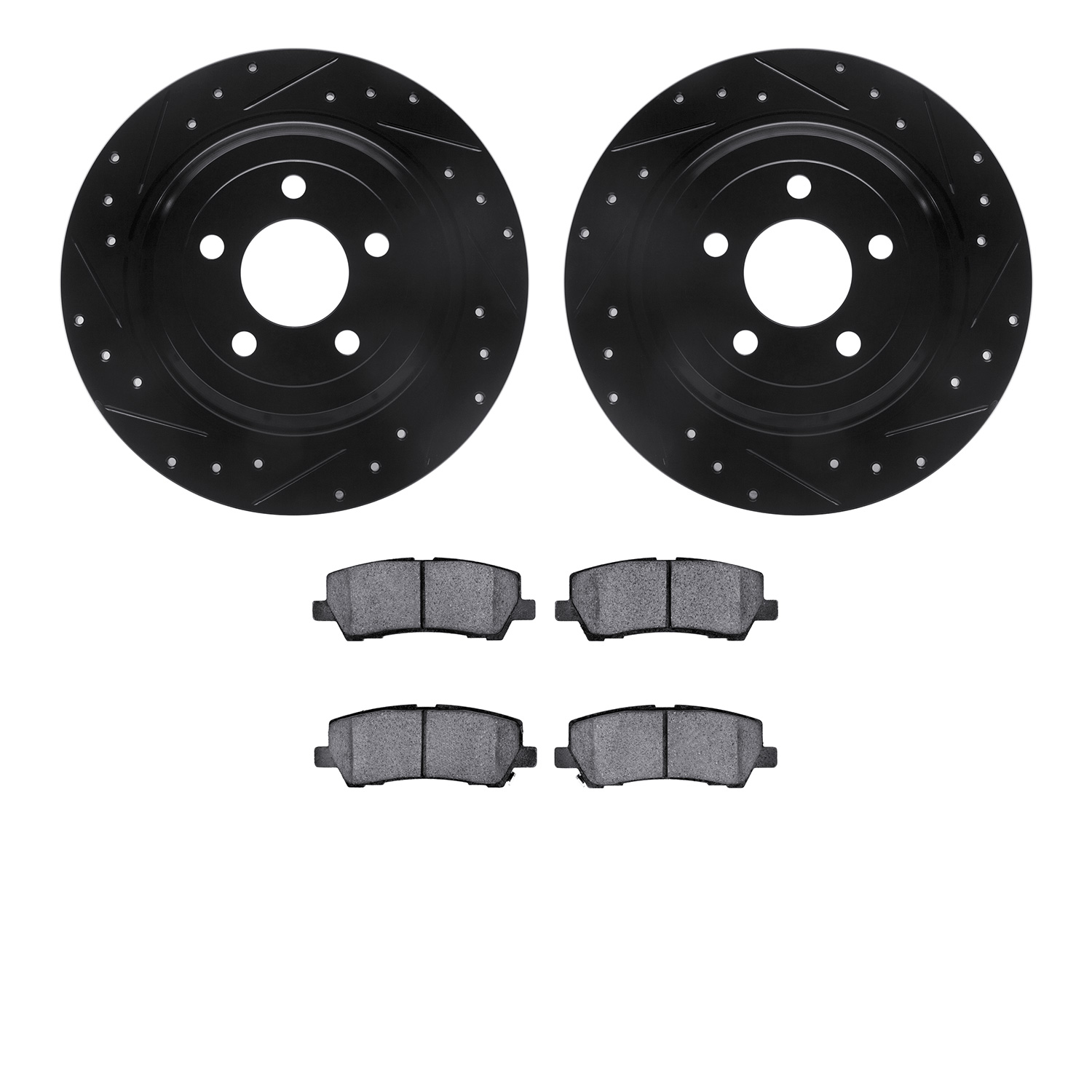 8302-54231 Drilled/Slotted Brake Rotors with 3000-Series Ceramic Brake Pads Kit [Black], 2015-2021 Ford/Lincoln/Mercury/Mazda, P