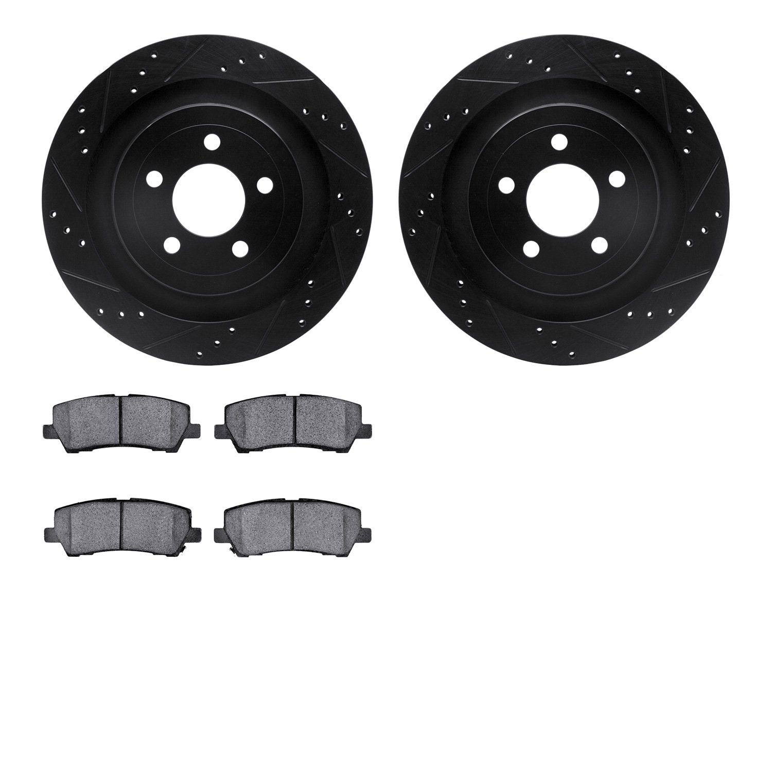 8302-54232 Drilled/Slotted Brake Rotors with 3000-Series Ceramic Brake Pads Kit [Black], Fits Select Ford/Lincoln/Mercury/Mazda,