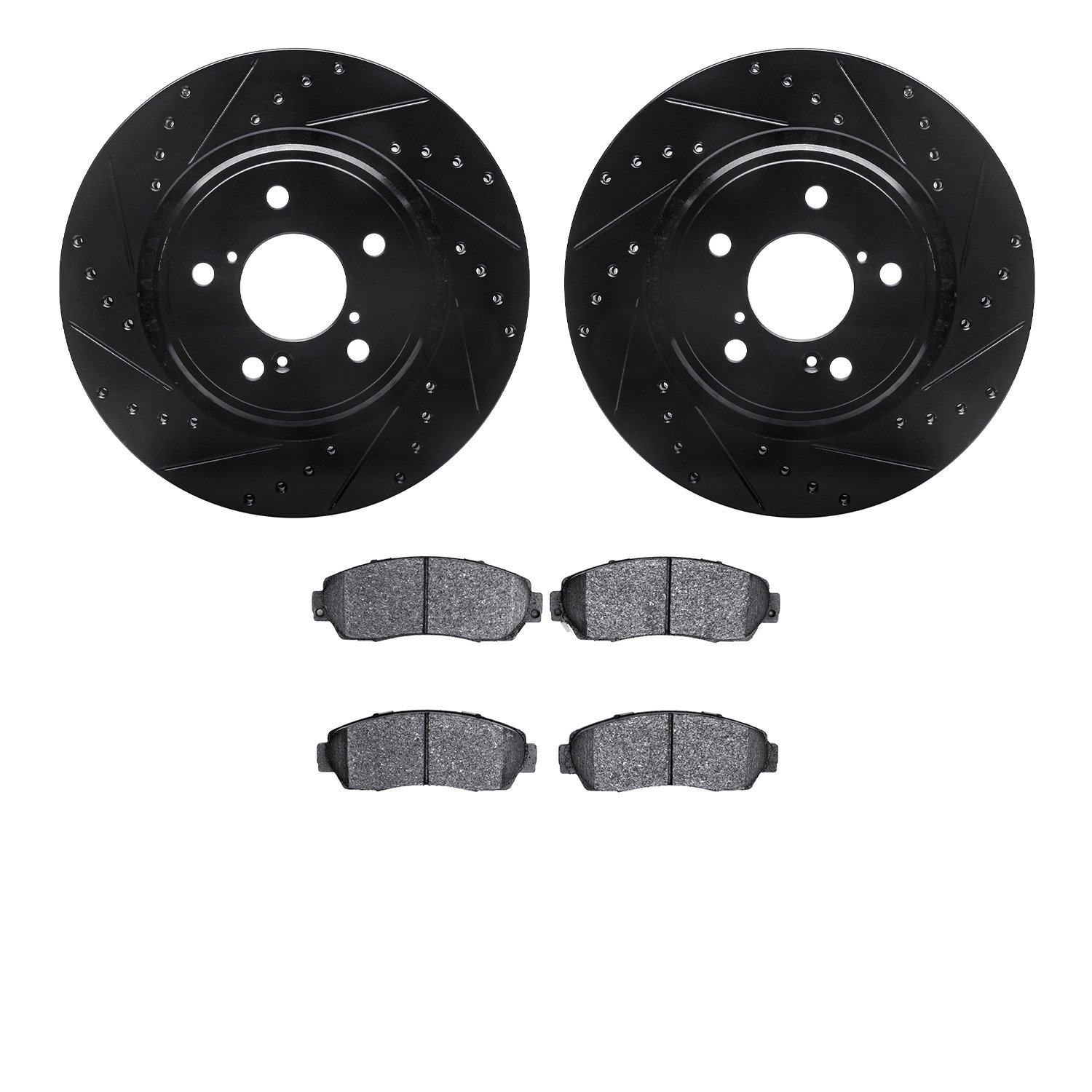 8302-59087 Drilled/Slotted Brake Rotors with 3000-Series Ceramic Brake Pads Kit [Black], Fits Select Acura/Honda, Position: Fron