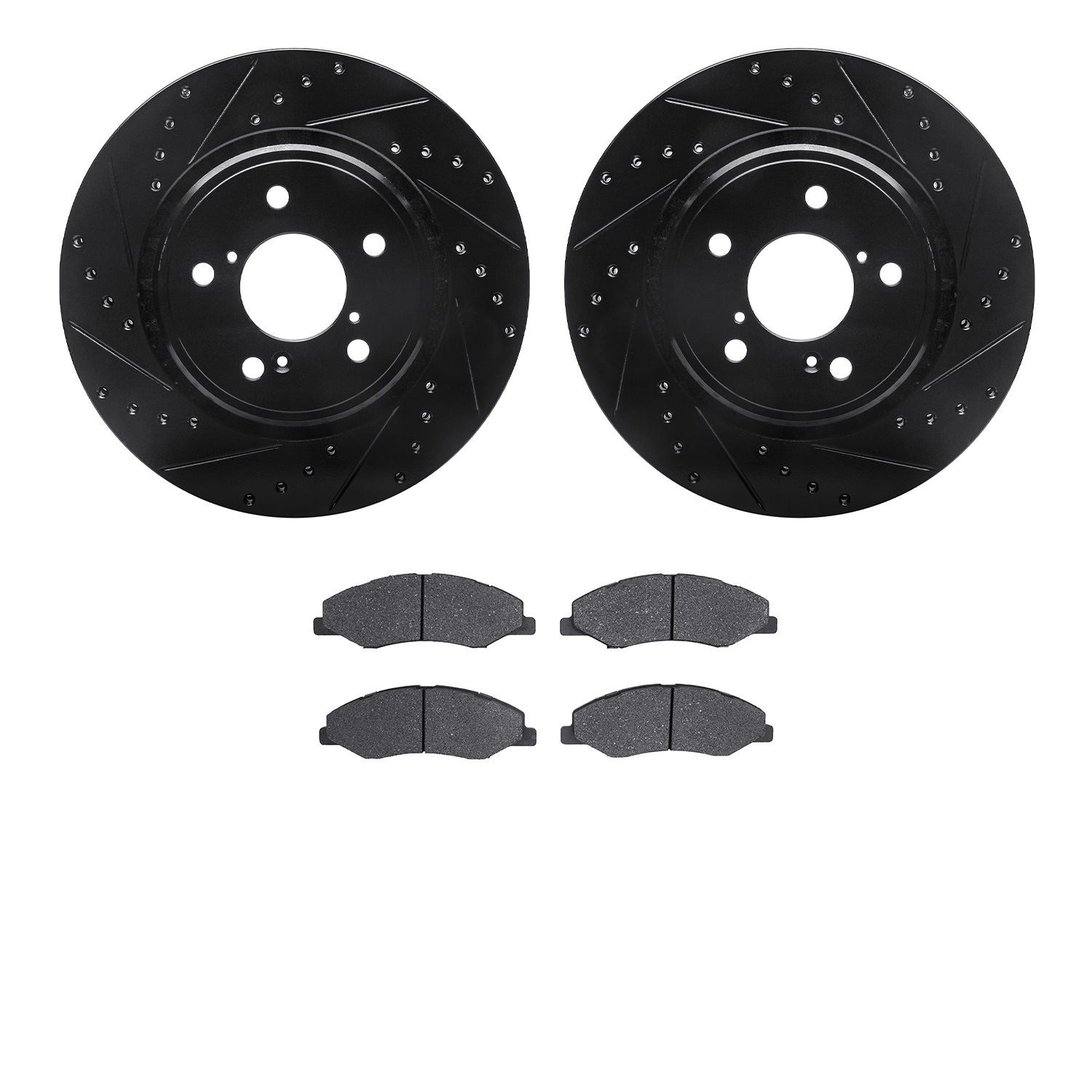 8302-59113 Drilled/Slotted Brake Rotors with 3000-Series Ceramic Brake Pads Kit [Black], Fits Select Acura/Honda, Position: Fron