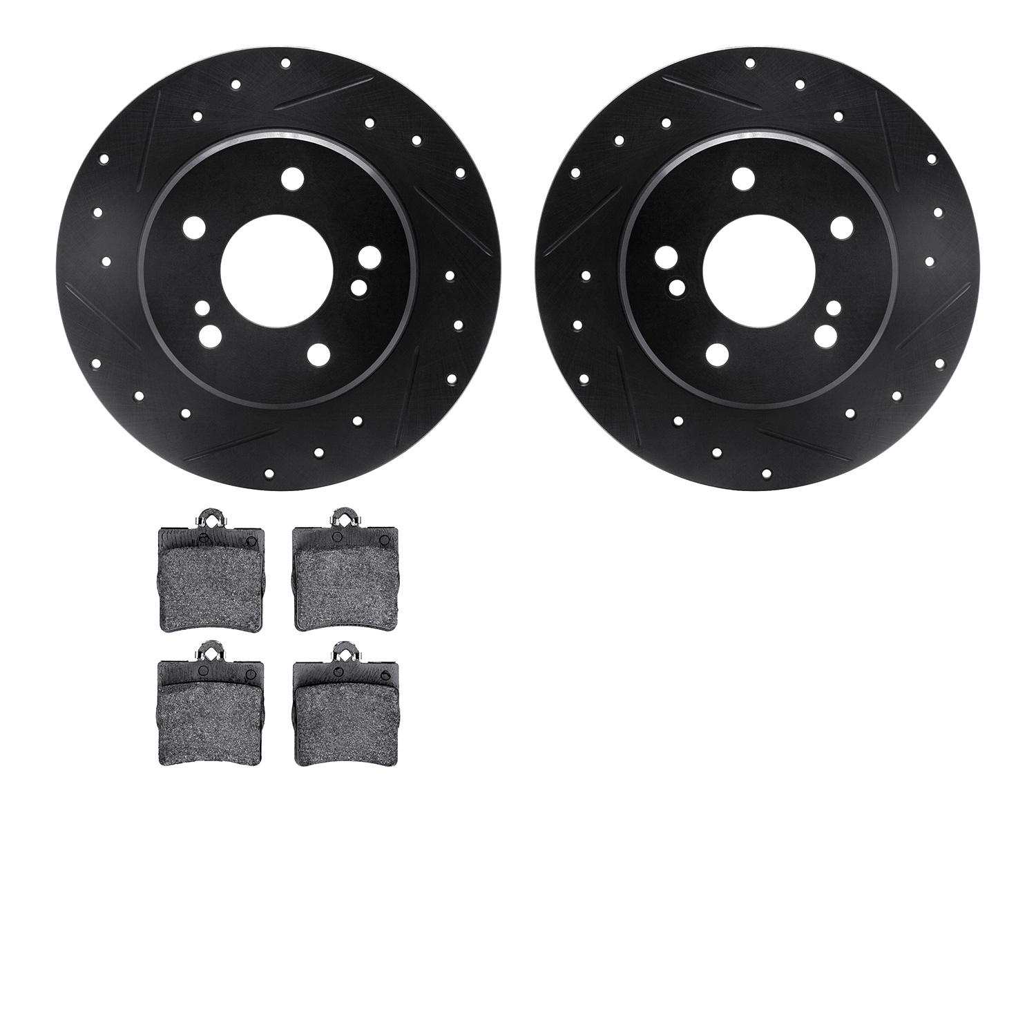 8302-63068 Drilled/Slotted Brake Rotors with 3000-Series Ceramic Brake Pads Kit [Black], 1996-2015 Multiple Makes/Models, Positi