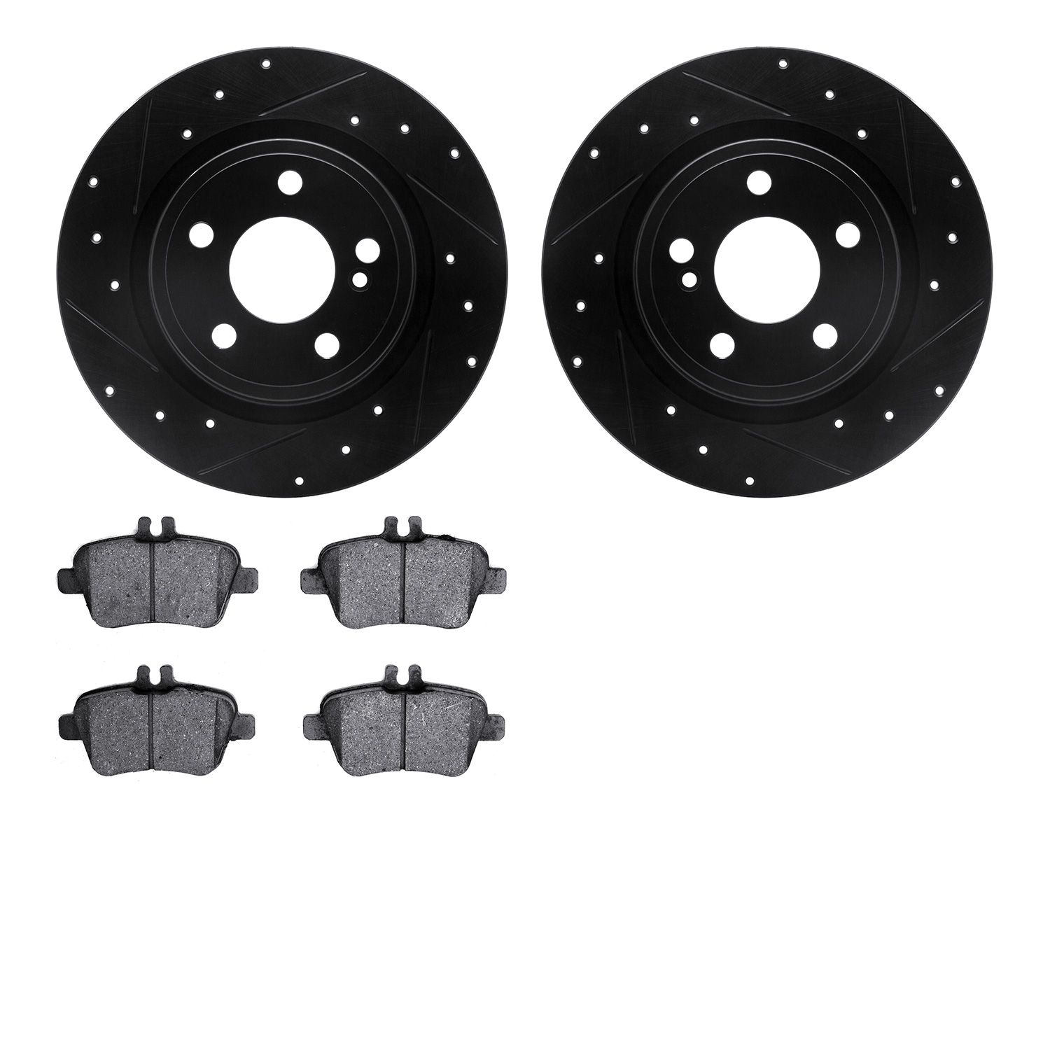 8302-63139 Drilled/Slotted Brake Rotors with 3000-Series Ceramic Brake Pads Kit [Black], 2014-2020 Multiple Makes/Models, Positi