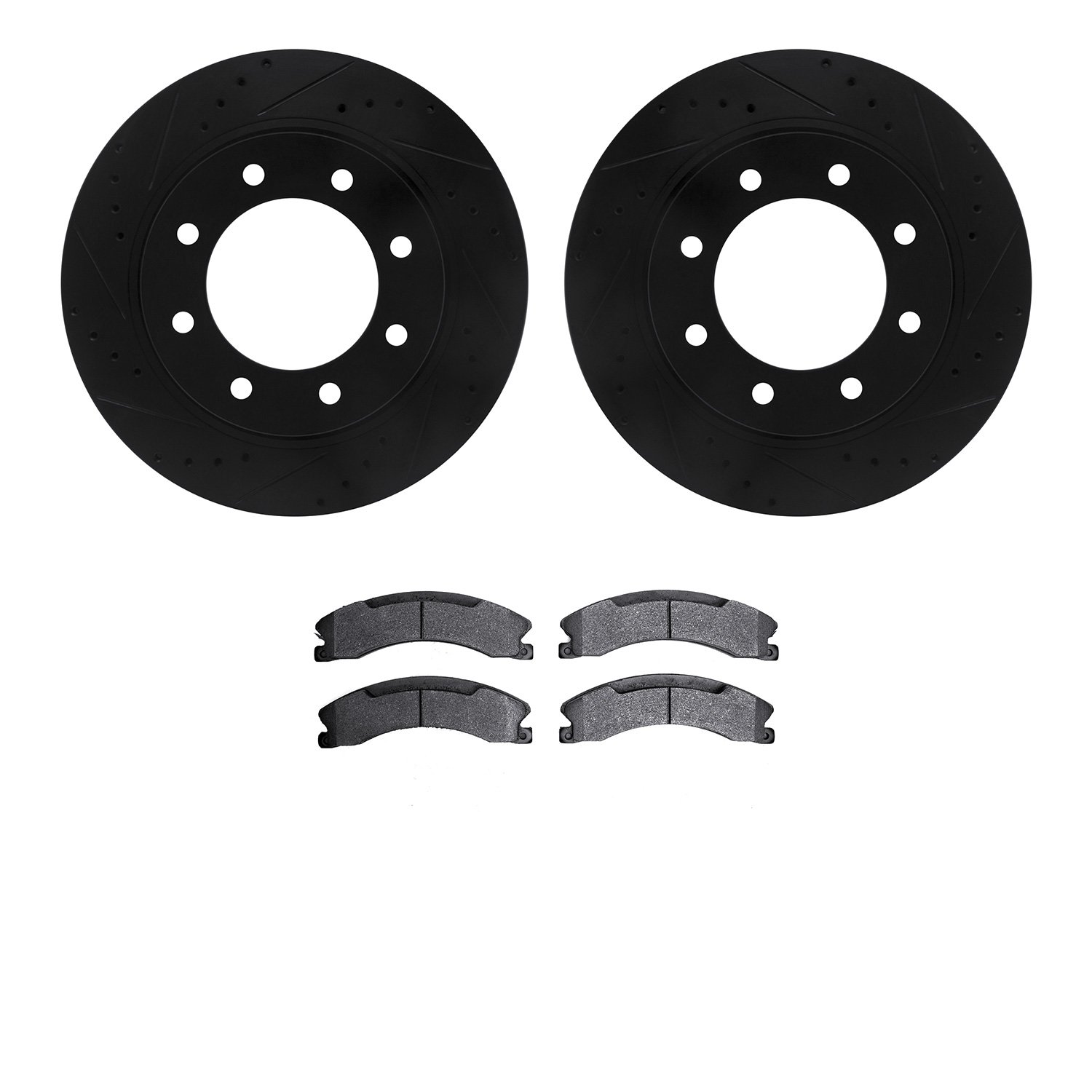 8302-67120 Drilled/Slotted Brake Rotors with 3000-Series Ceramic Brake Pads Kit [Black], 2012-2021 Infiniti/Nissan, Position: Fr