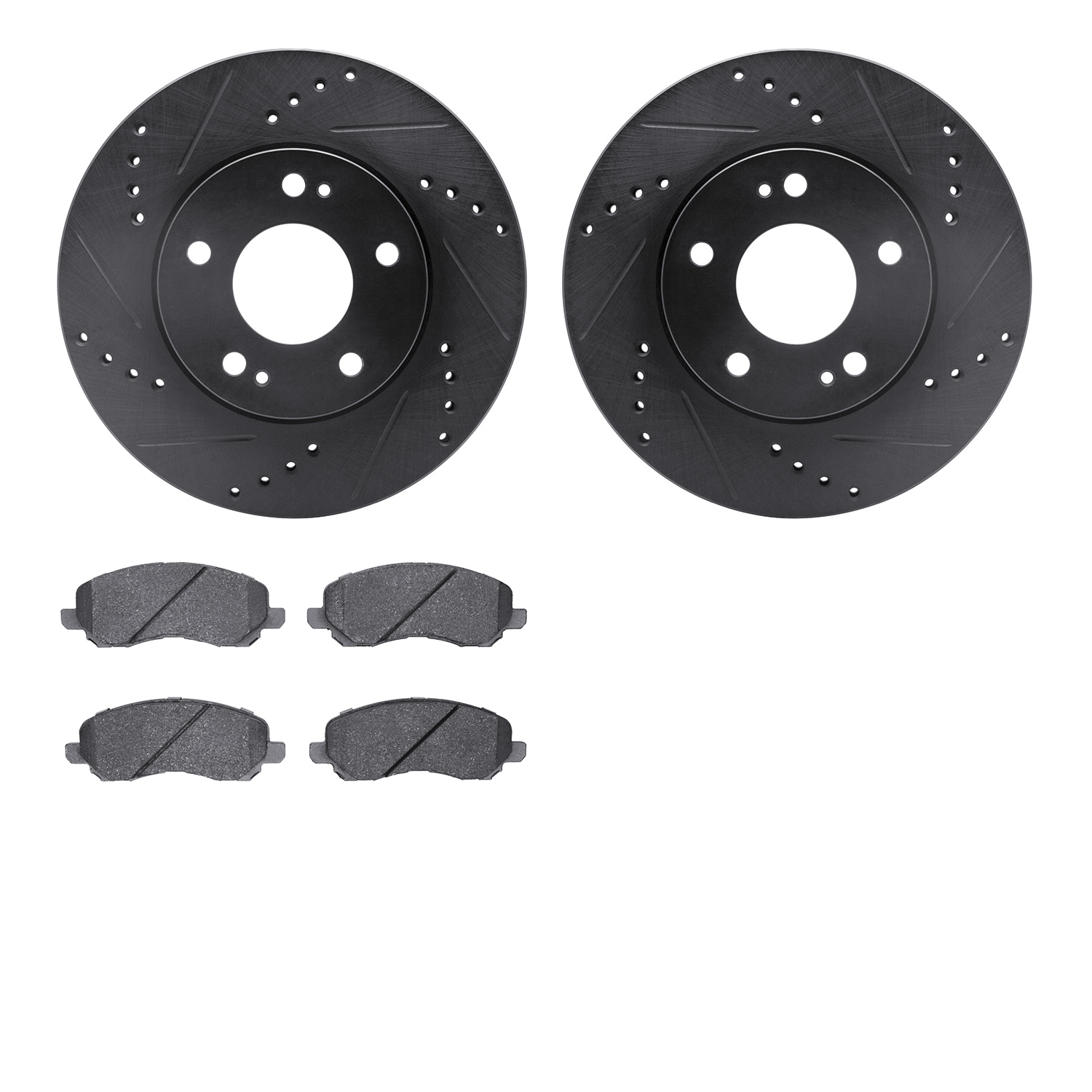 8302-72068 Drilled/Slotted Brake Rotors with 3000-Series Ceramic Brake Pads Kit [Black], 2000-2012 Multiple Makes/Models, Positi