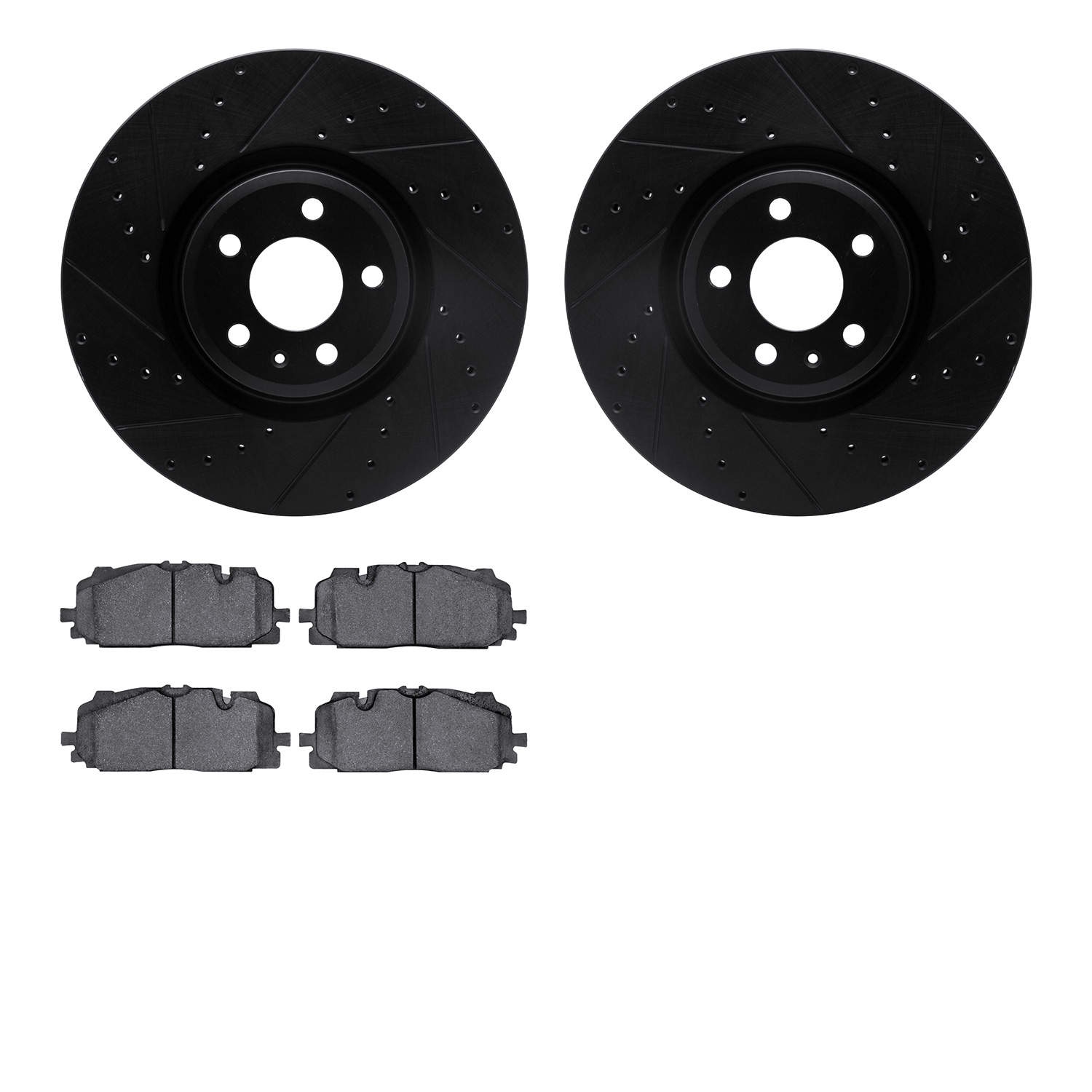 8302-73083 Drilled/Slotted Brake Rotors with 3000-Series Ceramic Brake Pads Kit [Black], Fits Select Audi/Volkswagen, Position: