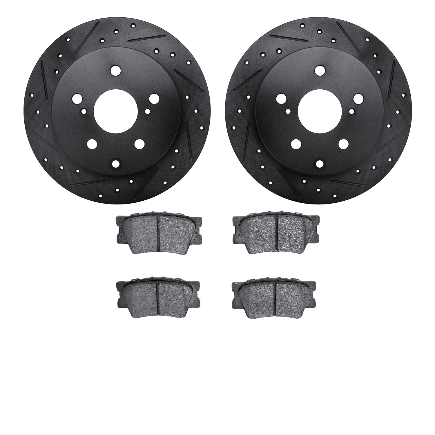 8302-76179 Drilled/Slotted Brake Rotors with 3000-Series Ceramic Brake Pads Kit [Black], 2009-2013 Multiple Makes/Models, Positi
