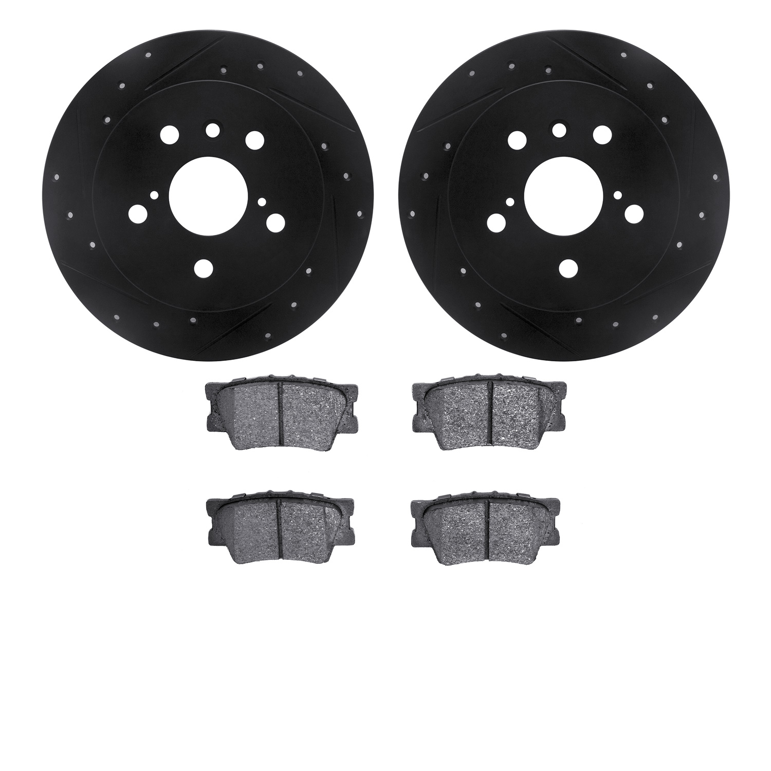 8302-76181 Drilled/Slotted Brake Rotors with 3000-Series Ceramic Brake Pads Kit [Black], Fits Select Lexus/Toyota/Scion, Positio