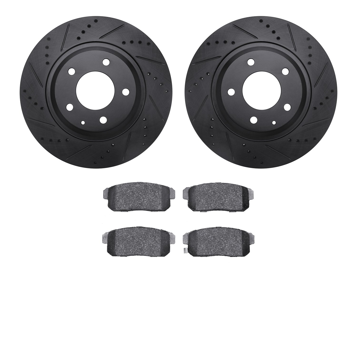 8302-80053 Drilled/Slotted Brake Rotors with 3000-Series Ceramic Brake Pads Kit [Black], 2004-2011 Ford/Lincoln/Mercury/Mazda, P