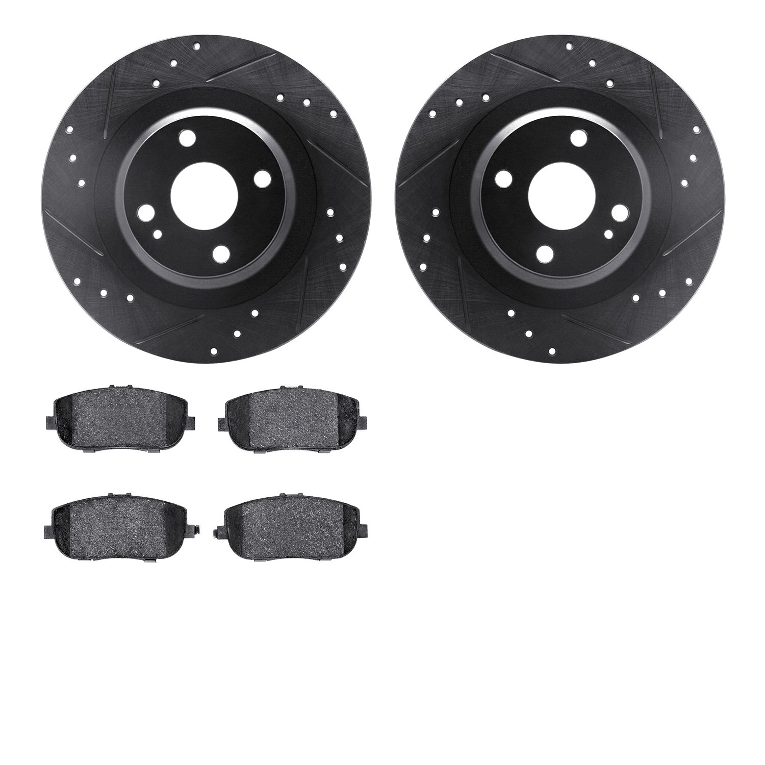 8302-80064 Drilled/Slotted Brake Rotors with 3000-Series Ceramic Brake Pads Kit [Black], Fits Select Multiple Makes/Models, Posi