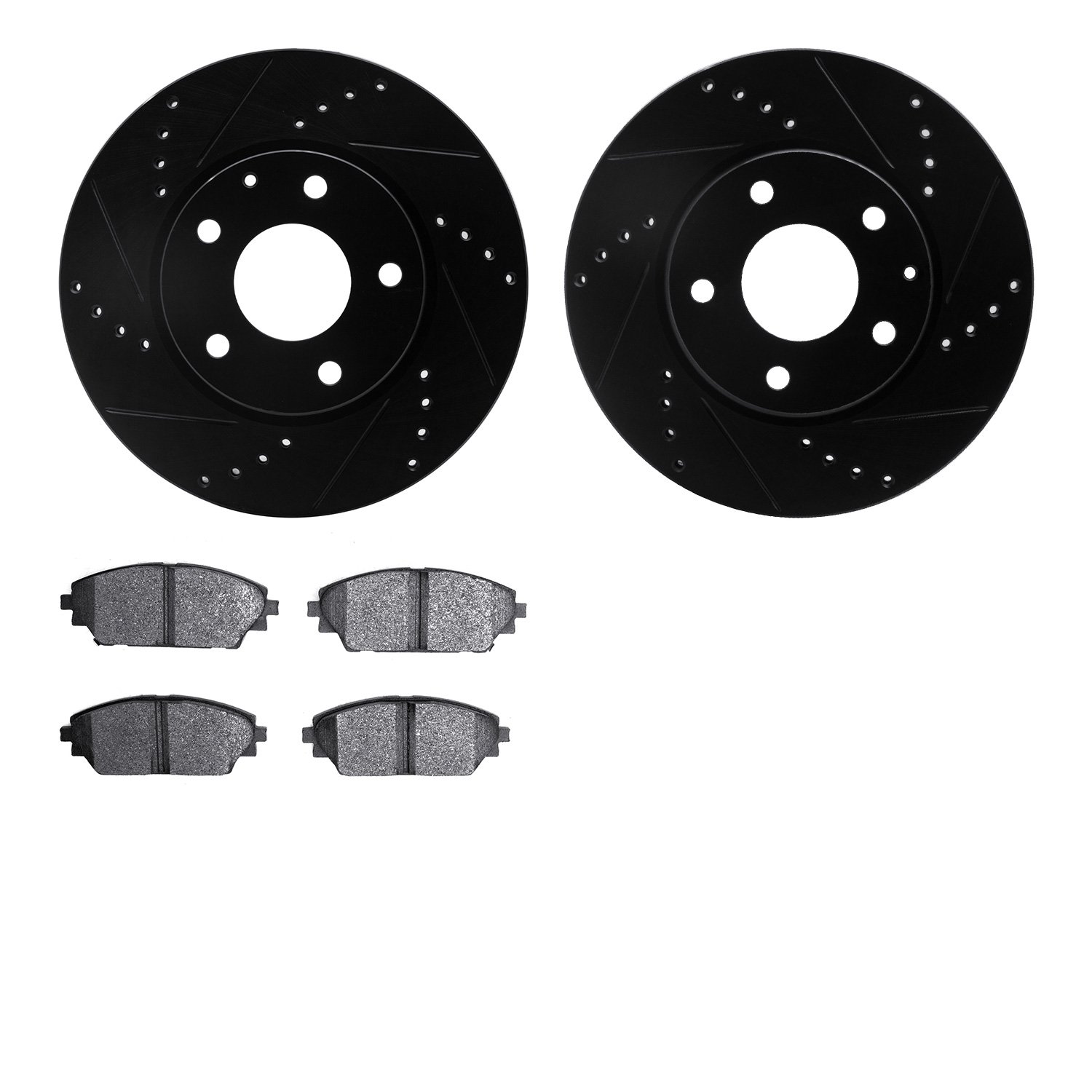 8302-80081 Drilled/Slotted Brake Rotors with 3000-Series Ceramic Brake Pads Kit [Black], Fits Select Ford/Lincoln/Mercury/Mazda,