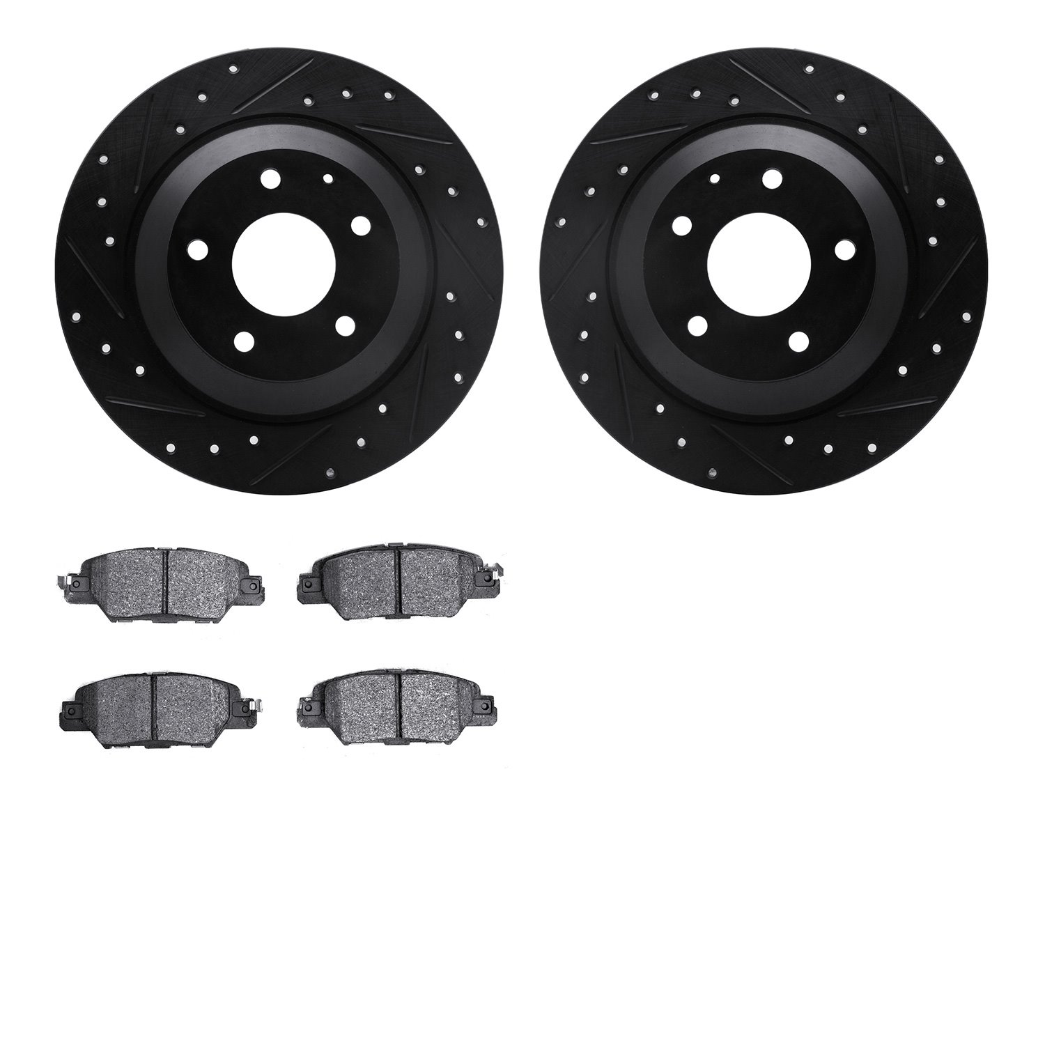 8302-80085 Drilled/Slotted Brake Rotors with 3000-Series Ceramic Brake Pads Kit [Black], 2016-2018 Ford/Lincoln/Mercury/Mazda, P