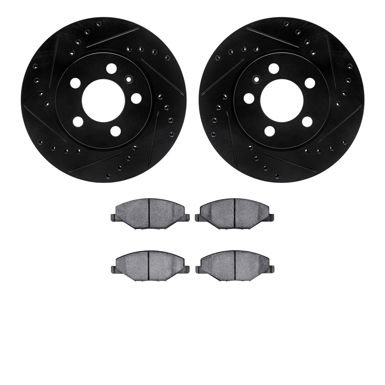 8302-92049 Drilled/Slotted Brake Rotors with 3000-Series Ceramic Brake Pads Kit [Black], 2014-2018 Audi/Volkswagen, Position: Fr