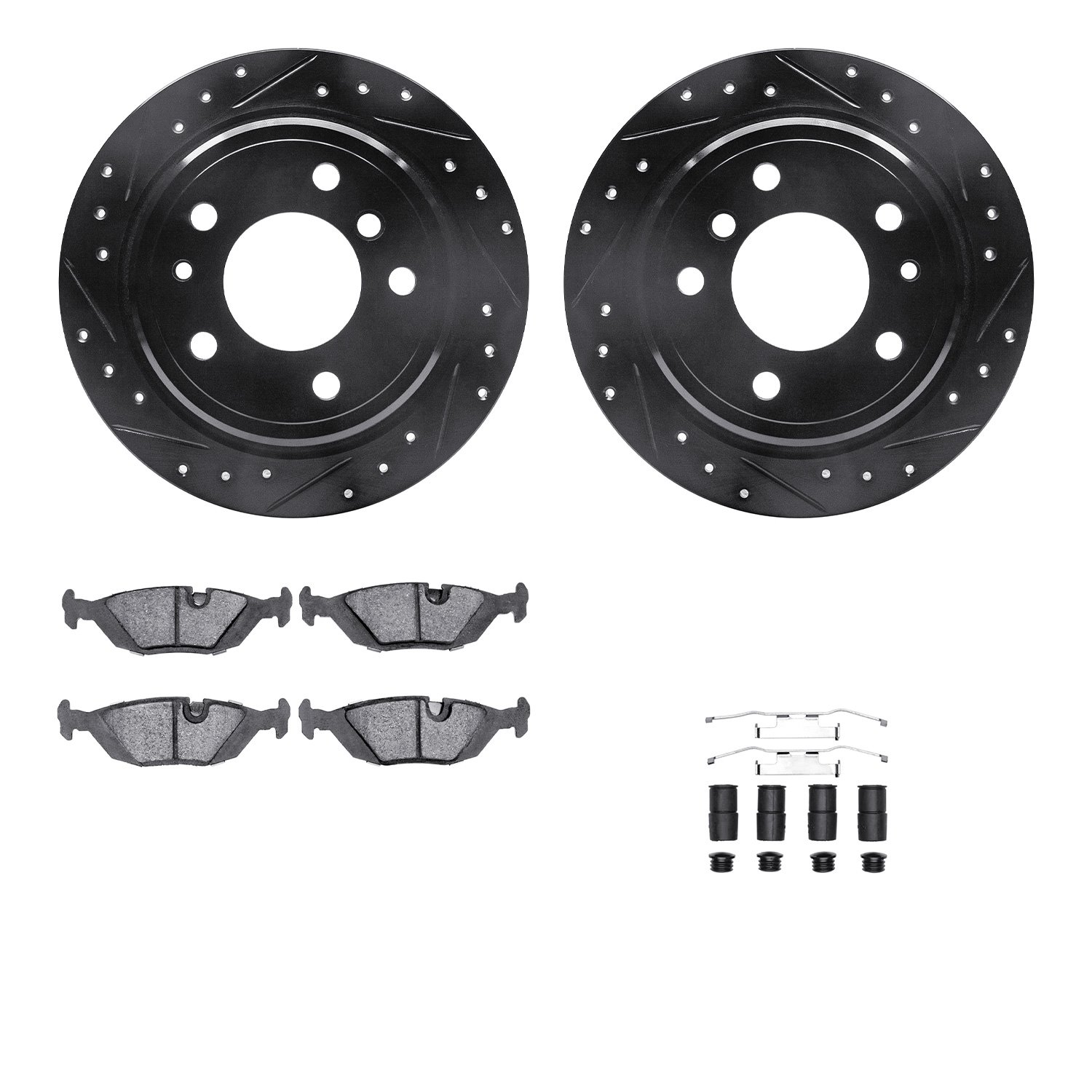 Drilled/Slotted Brake Rotors with 3000-Series Ceramic Brake Pads