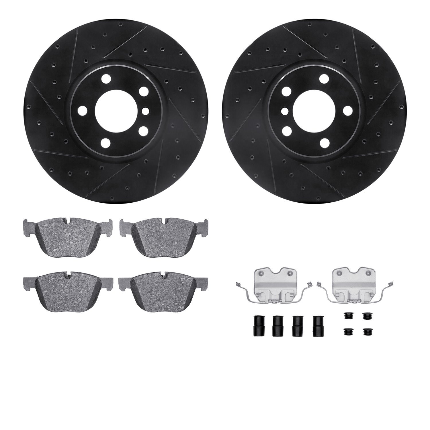 Dimpled/Slotted Brake Rotors with 3000-Series Ceramic Brake Pads