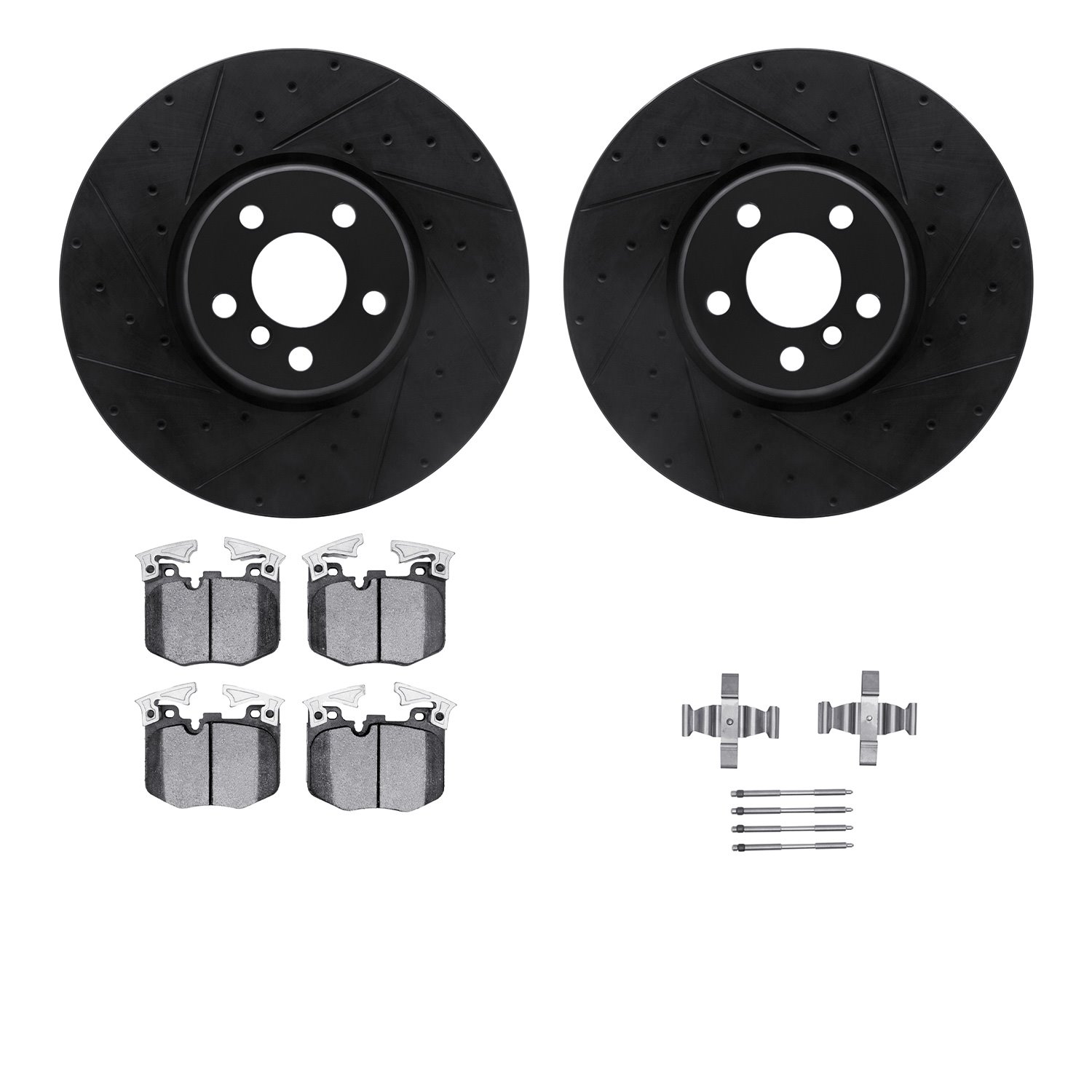 8312-31122 Drilled/Slotted Brake Rotors with 3000-Series Ceramic Brake Pads Kit & Hardware [Black], Fits Select Multiple Makes/M