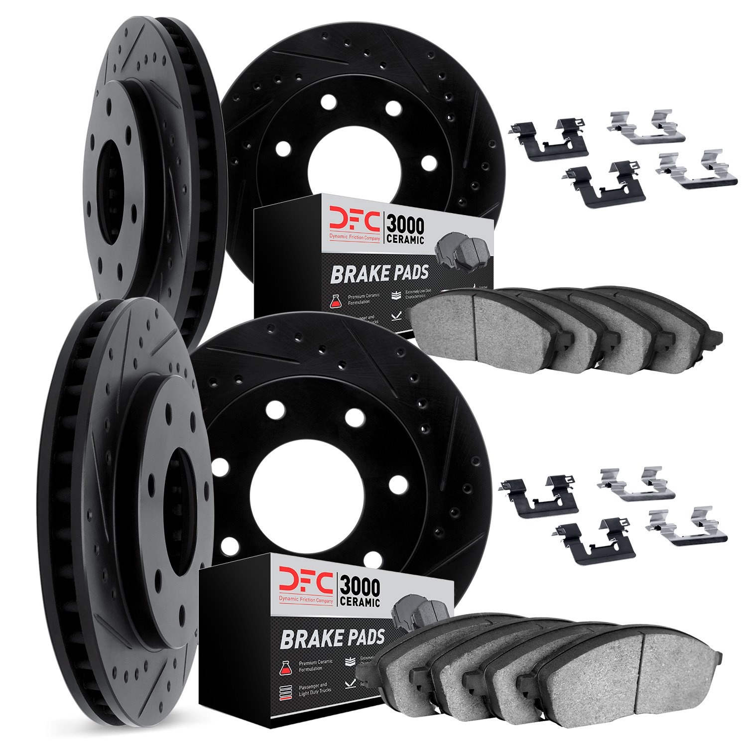 8314-54068 Drilled/Slotted Brake Rotors with 3000-Series Ceramic Brake Pads Kit & Hardware [Black], 2009-2009 Ford/Lincoln/Mercu