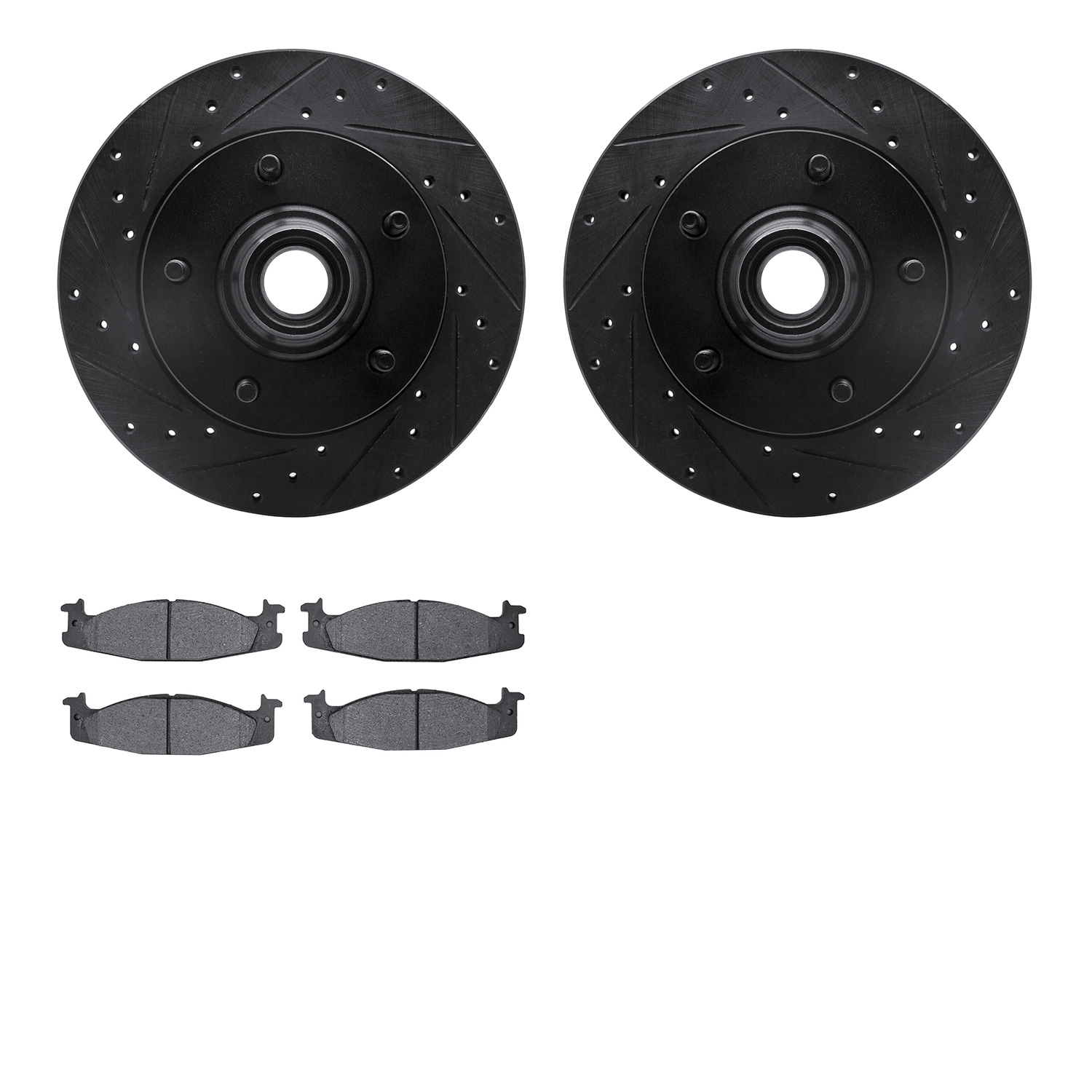 8402-54023 Drilled/Slotted Brake Rotors with Ultimate-Duty Brake Pads Kit [Black], 1994-2003 Ford/Lincoln/Mercury/Mazda, Positio