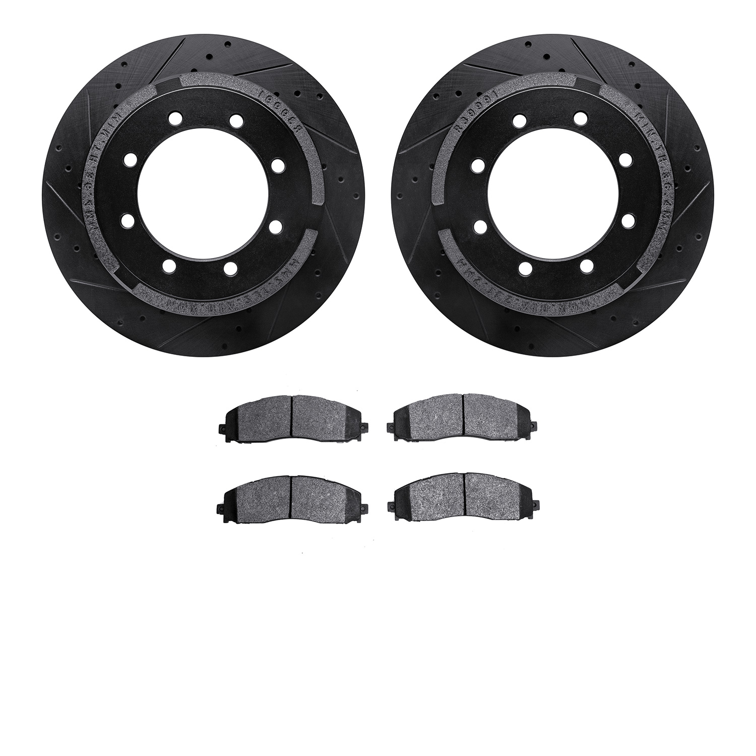 8402-54099 Drilled/Slotted Brake Rotors with Ultimate-Duty Brake Pads Kit [Black], Fits Select Ford/Lincoln/Mercury/Mazda, Posit