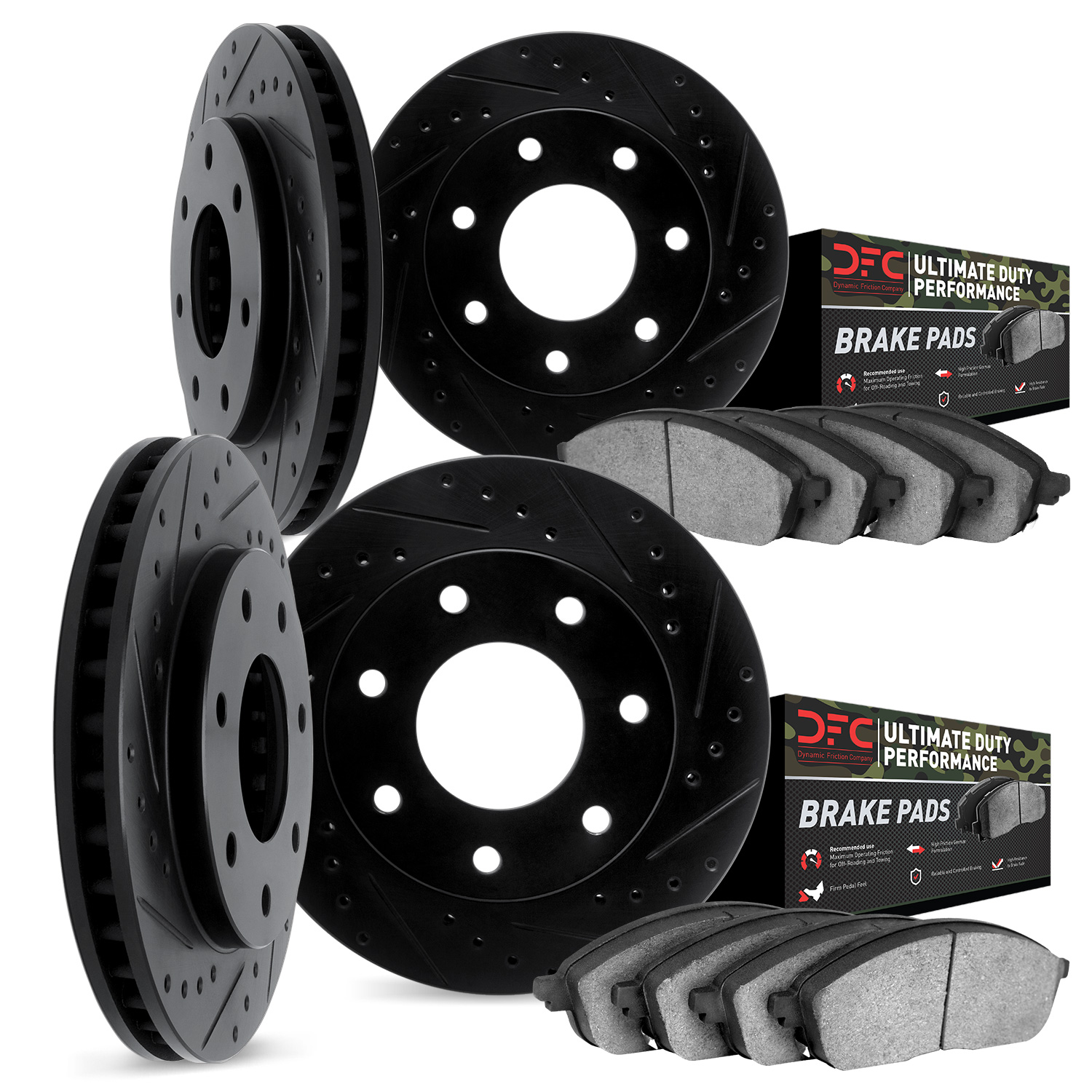 8404-54036 Drilled/Slotted Brake Rotors with Ultimate-Duty Brake Pads Kit [Black], 2009-2009 Ford/Lincoln/Mercury/Mazda, Positio