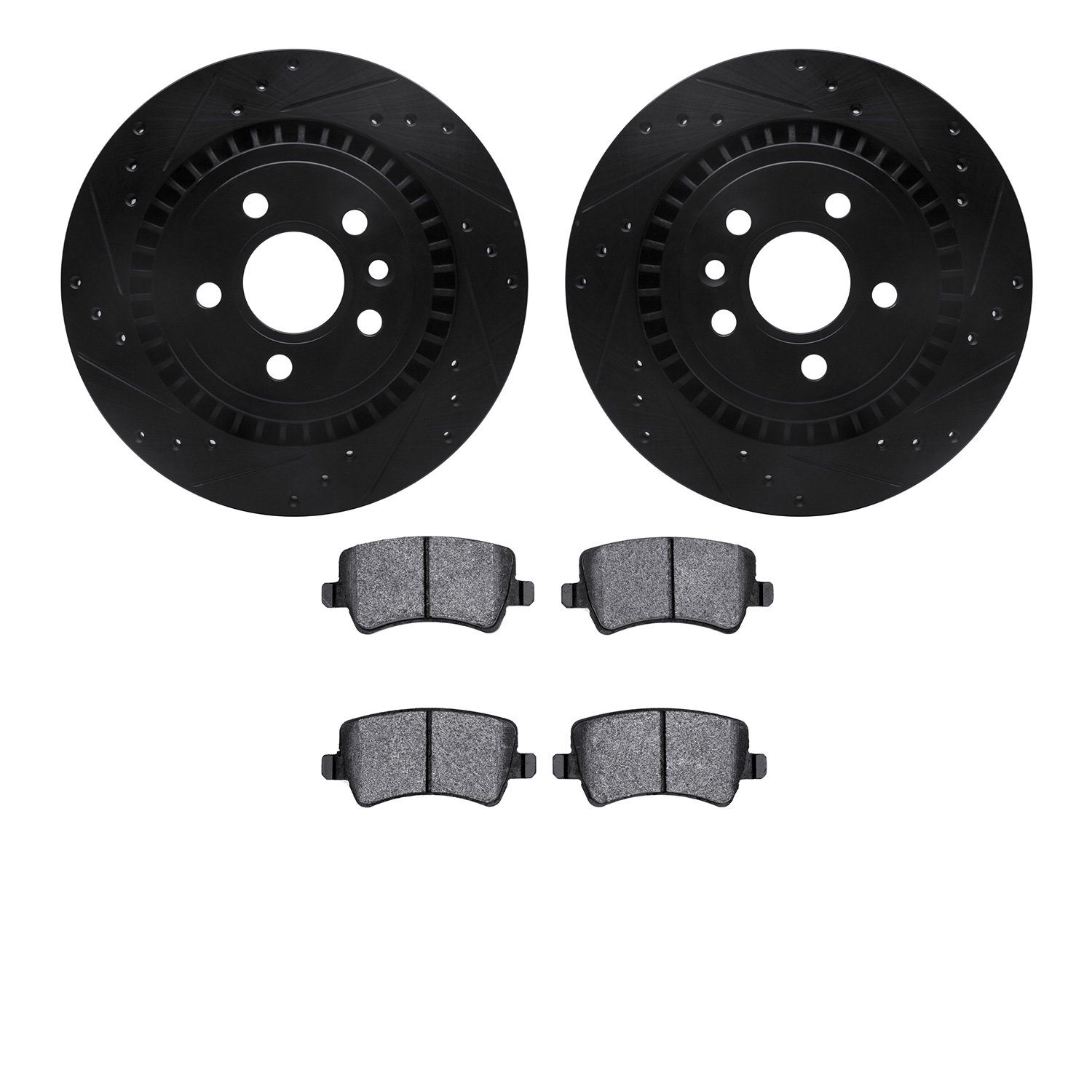 Drilled/Slotted Brake Rotors w/5000 Advanced Brake Pads Kit