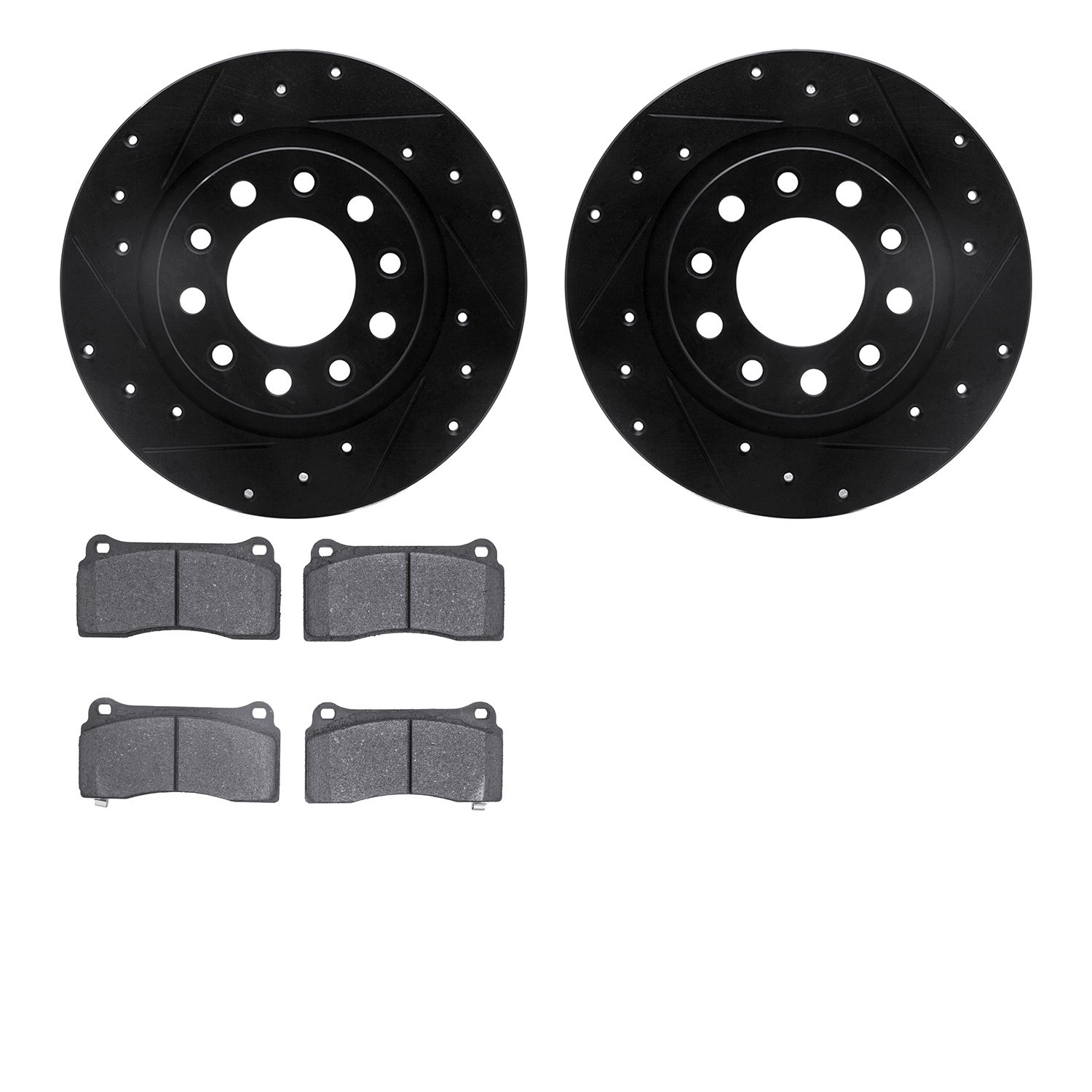 Drilled/Slotted Brake Rotors w/5000 Advanced Brake Pads Kit