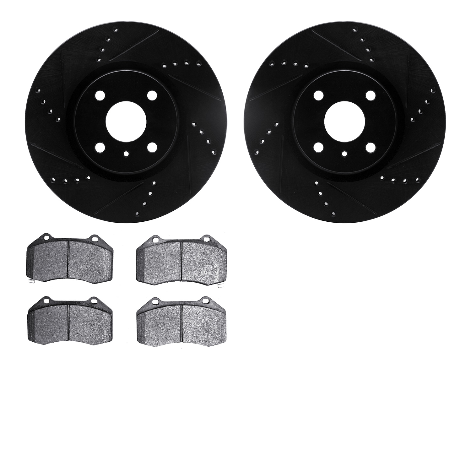 8502-80331 Drilled/Slotted Brake Rotors w/5000 Advanced Brake Pads Kit [Black], Fits Select Multiple Makes/Models, Position: Fro