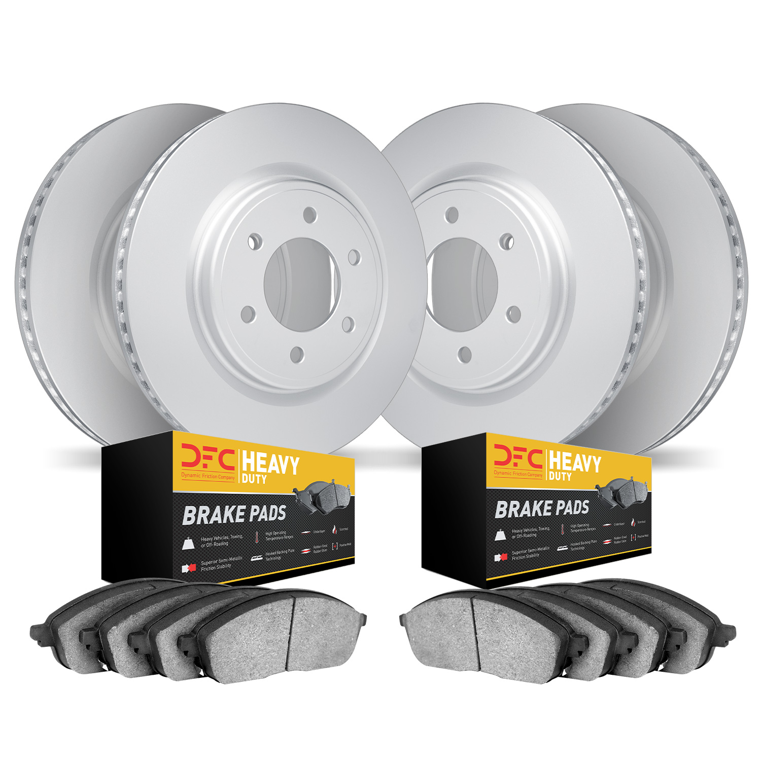 9204-48091 GEOMET Brake Rotors w/Heavy-Duty Brake Pads Kit, 2015-2020 GM, Position: Front and Rear