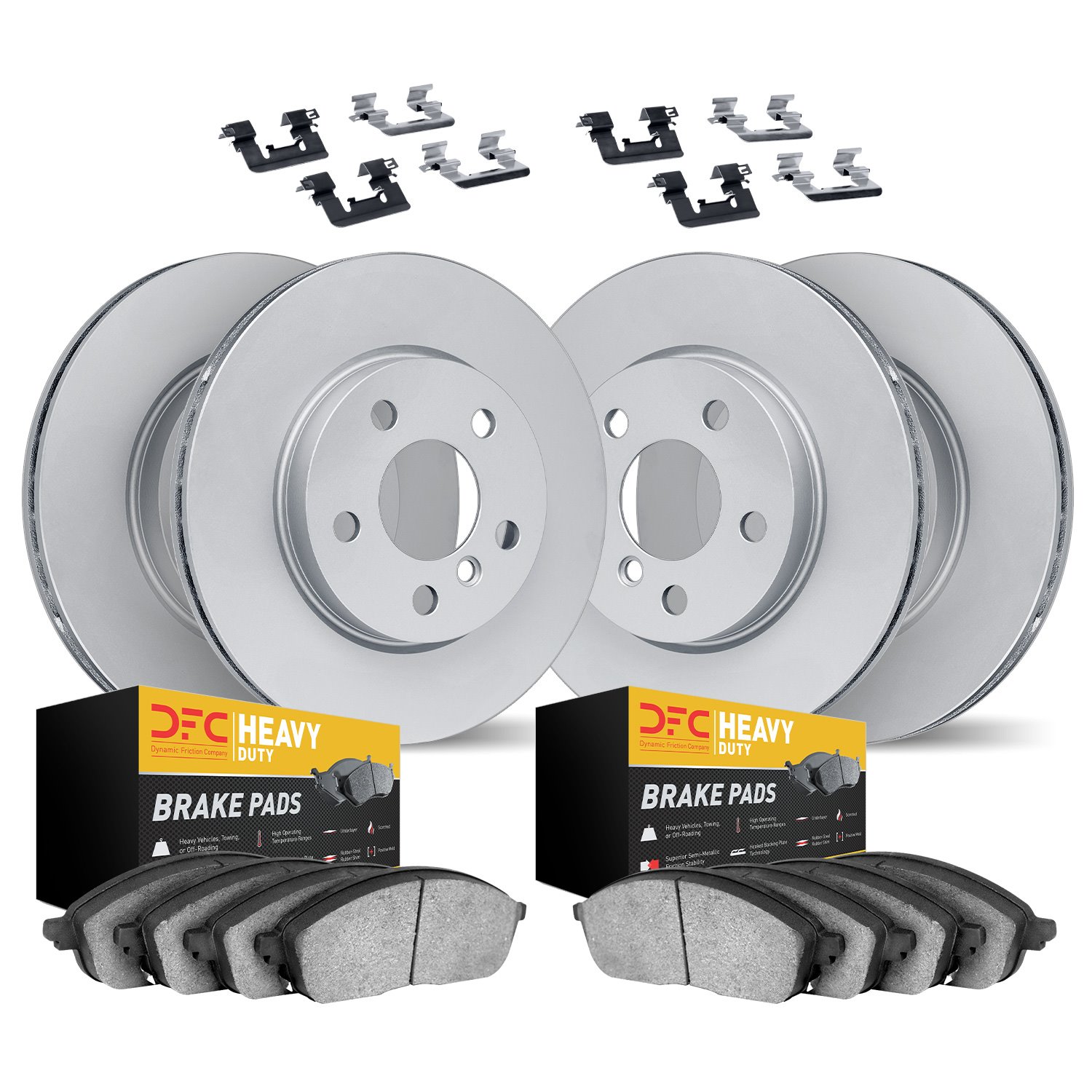 9214-54064 GEOMET Brake Rotors w/Heavy-Duty Brake Pads Kit & Hardware, 2013-2019 Ford/Lincoln/Mercury/Mazda, Position: Front and