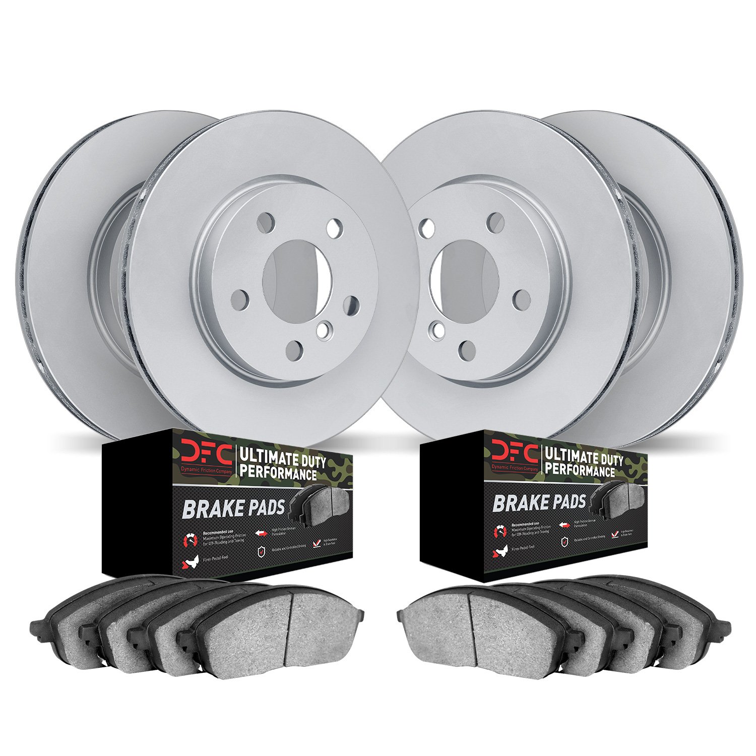 9404-45001 GEOMET Brake Rotors with Ultimate-Duty Brake Pads Kit, 2010-2015 GM, Position: Front and Rear