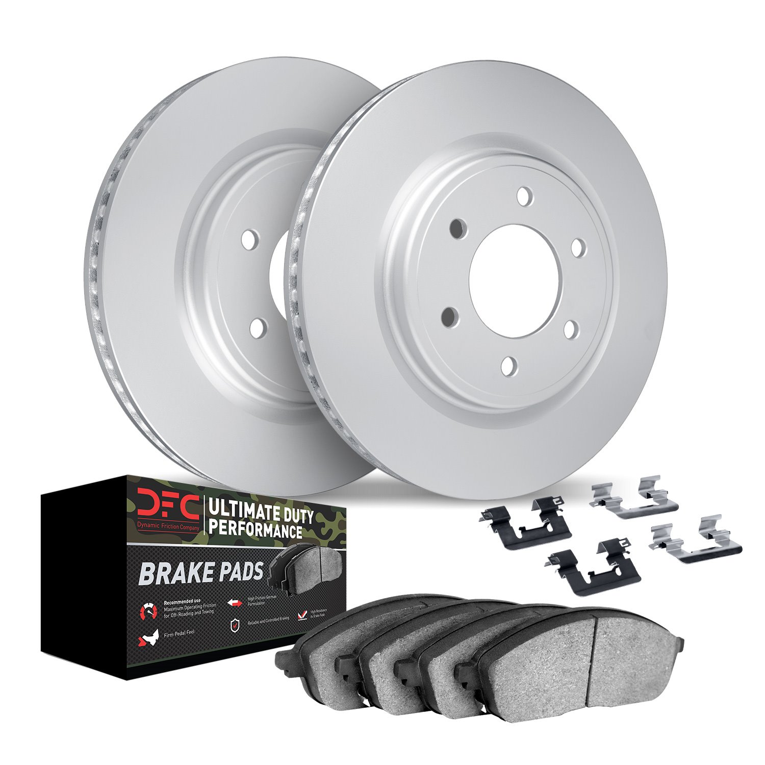 9412-48031 GEOMET Brake Rotors with Ultimate-Duty Brake Pads Kit & Hardware, 2009-2020 GM, Position: Front