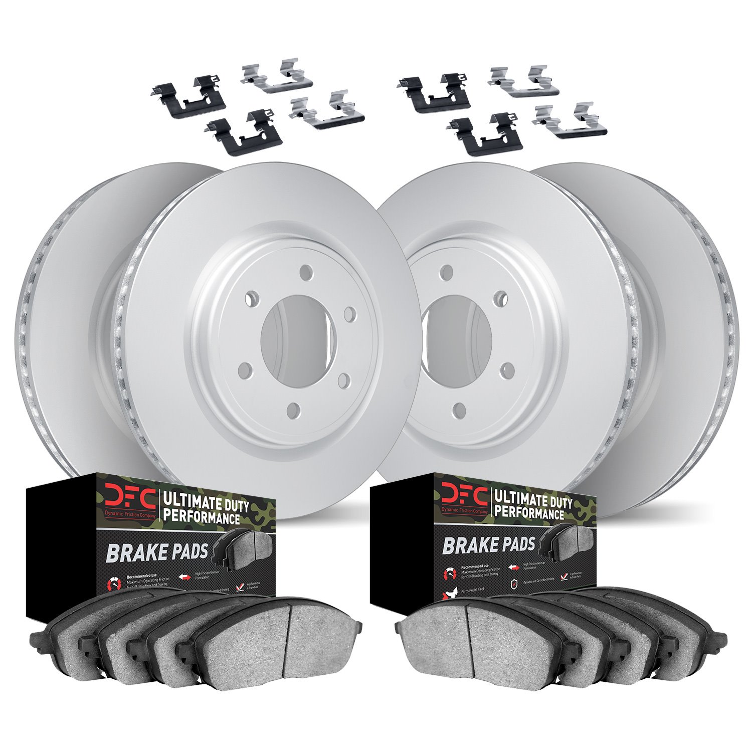 9414-48016 GEOMET Brake Rotors with Ultimate-Duty Brake Pads Kit & Hardware, 2009-2014 GM, Position: Front and Rear