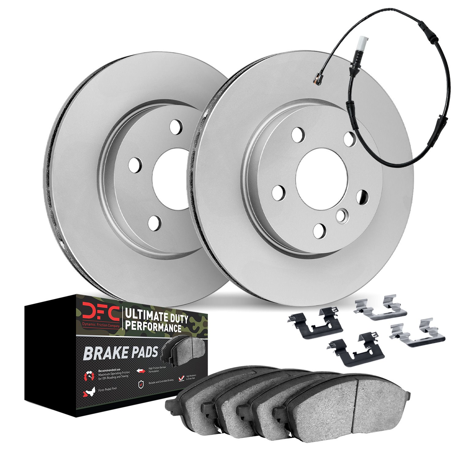 9422-63001 GEOMET Brake Rotors with Ultimate-Duty Brake Pads/Sensor & Hardware Kit, 2012-2018 Mercedes-Benz, Position: Front