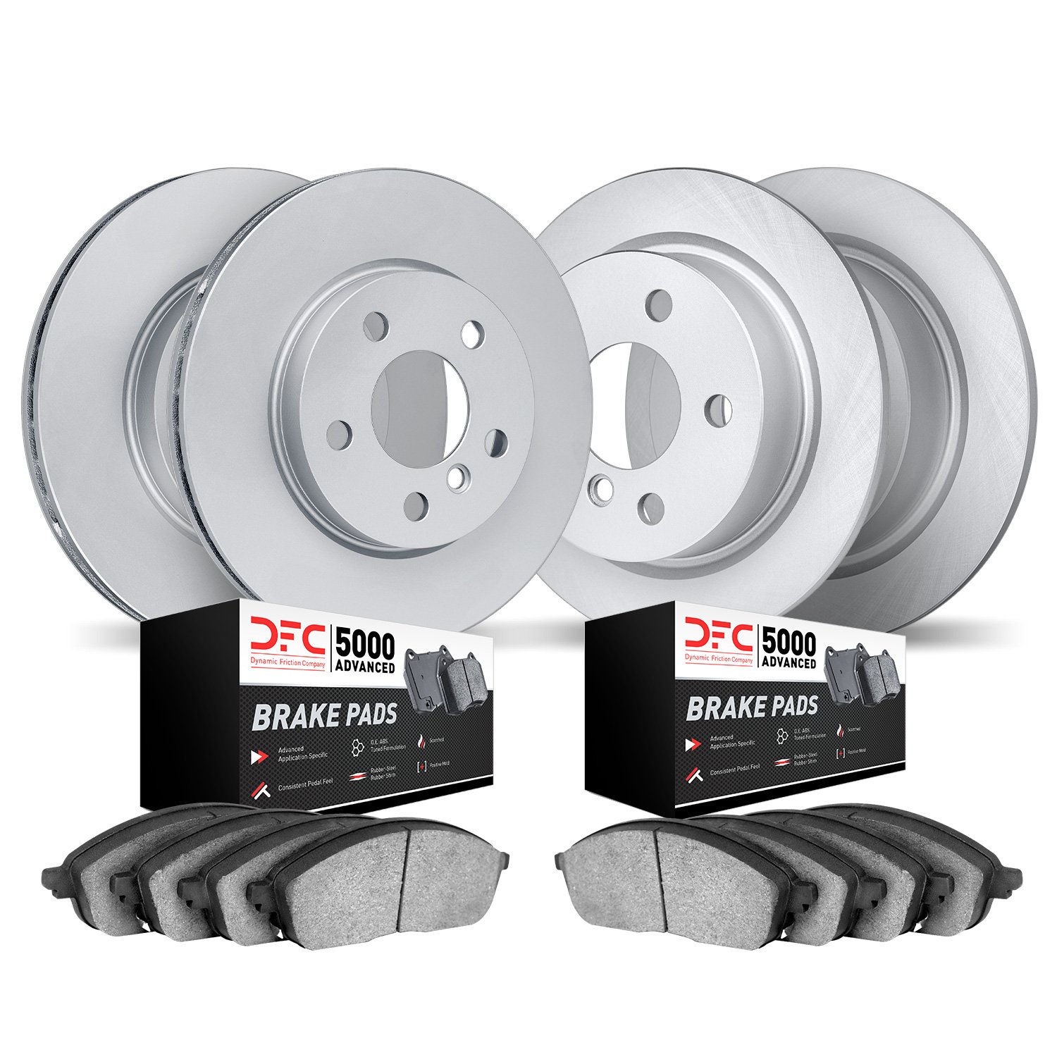 9504-20003 GEOMET Brake Rotors w/5000 Advanced Brake Pads Kit, 2018-2019 Land Rover, Position: Front and Rear