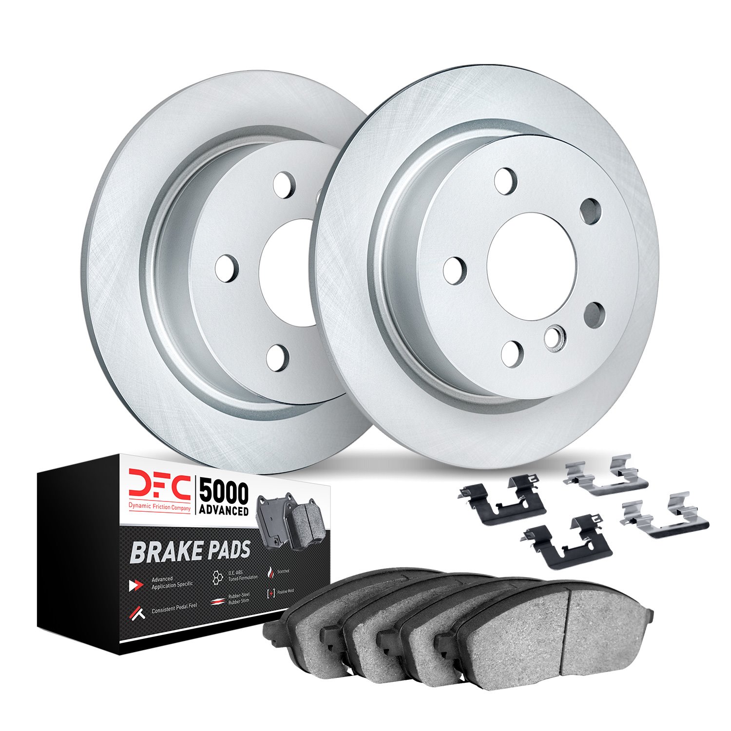 9512-02007 GEOMET Brake Rotors w/5000 Advanced Brake Pads Kit & Hardware, 1963-1965 Porsche, Position: Front